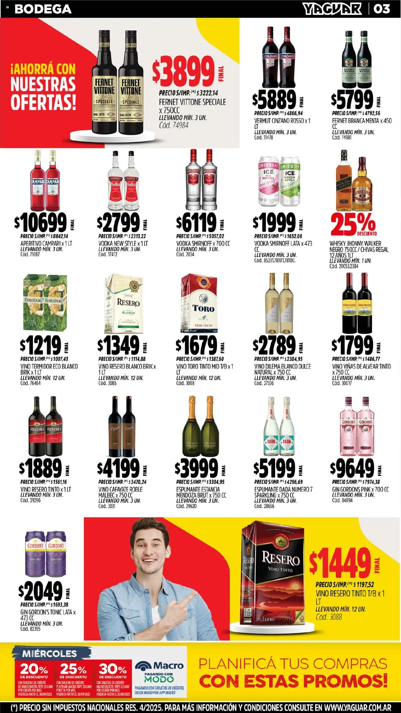 Yaguar - Jujuy │ válido desde el 15.09.2025 | Página: 4 | Productos: Vodka, Whisky, Banco, Gin