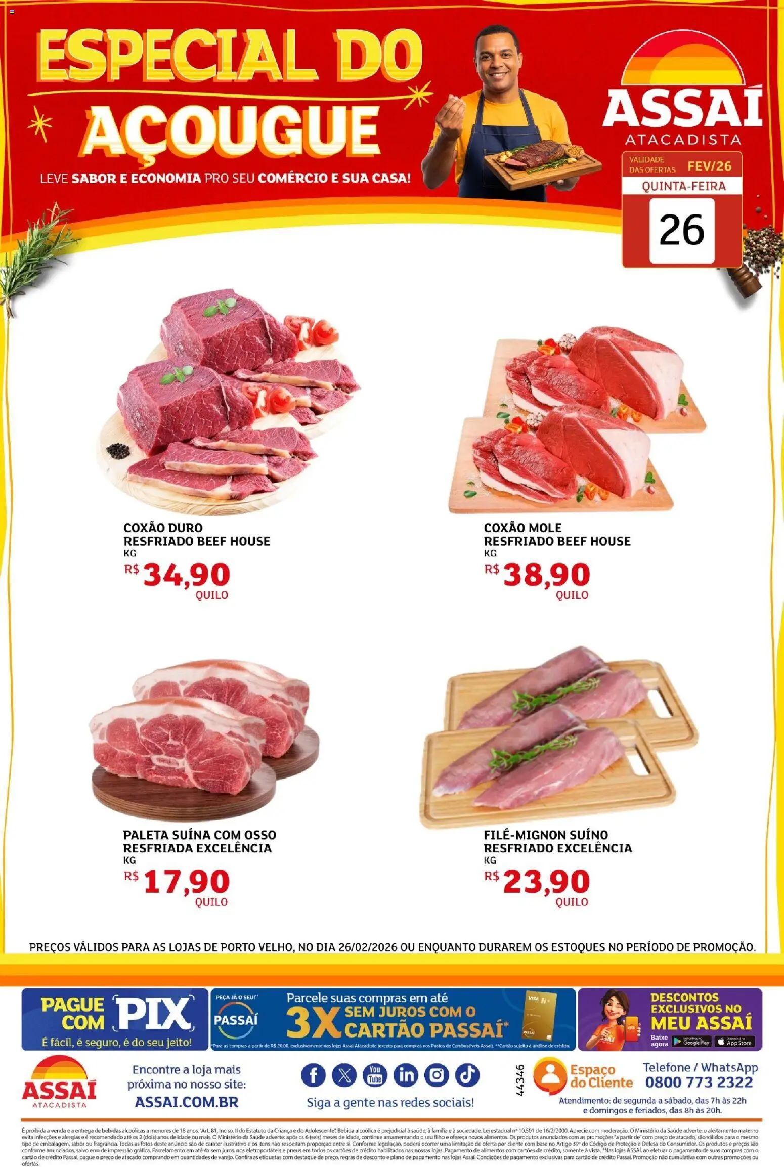 Assaí Atacadista Folheto - válido de 26.02.2026 | Página: 1 | Produtos: Pasta, Pneus, Bebida, Telefone