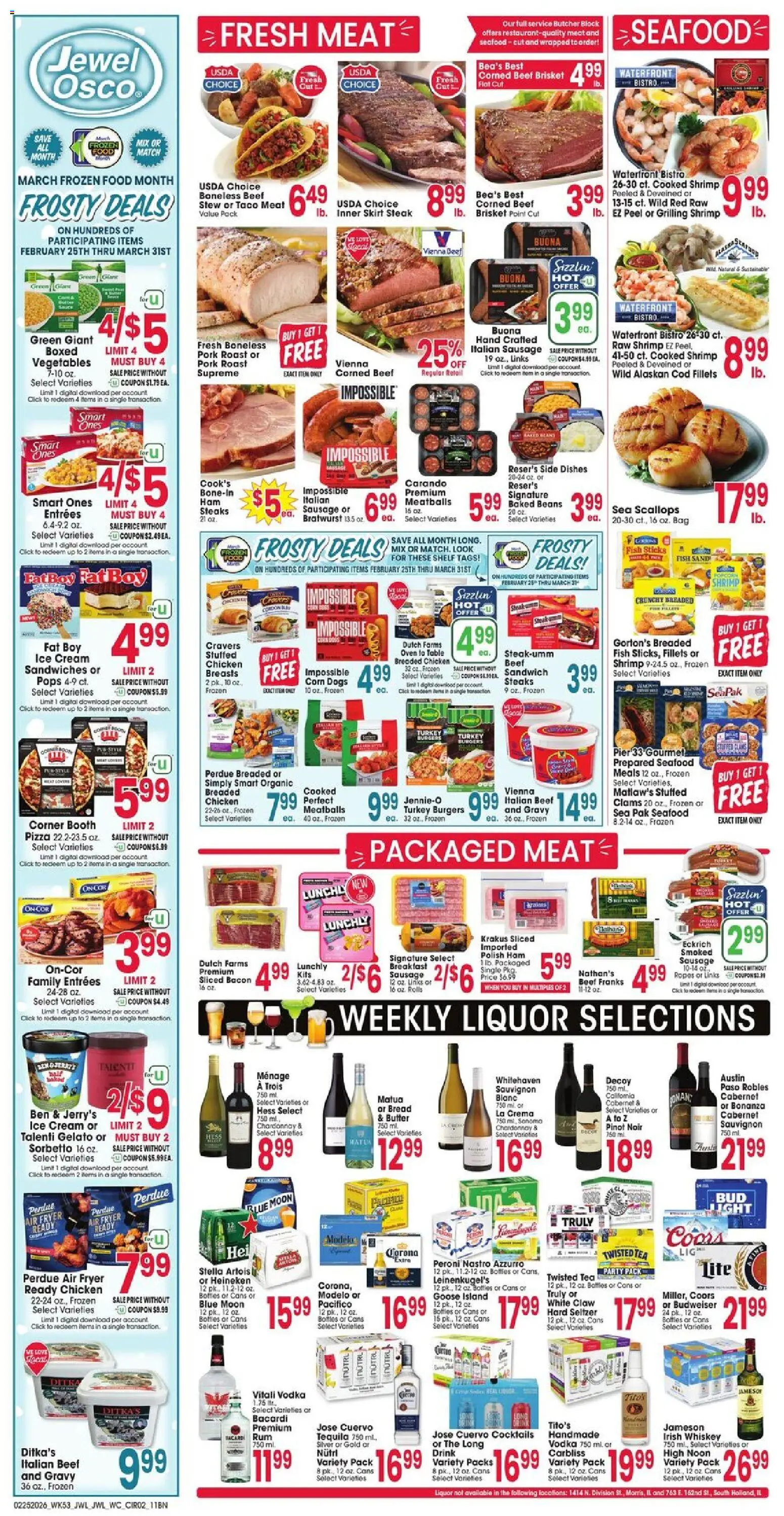 Jewel Osco Weekly Ad - valid from 25.02.2026 | Page: 2 | Products: Table, Pizza, Fish, Beef