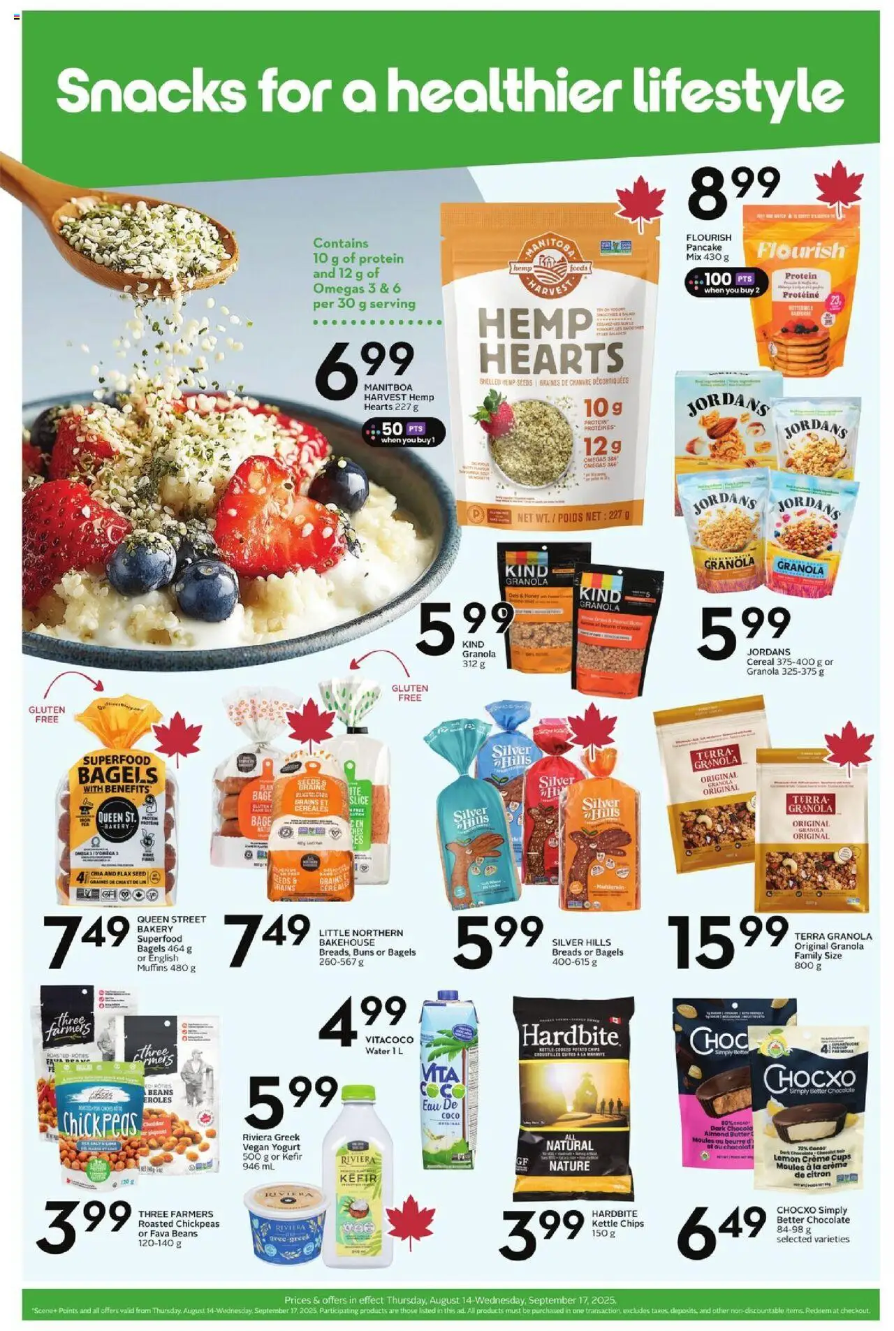 Sobeys flyer valid from 14.08.2025 | Page: 2 | Products: Chips, Kettle, Butter, Yogurt