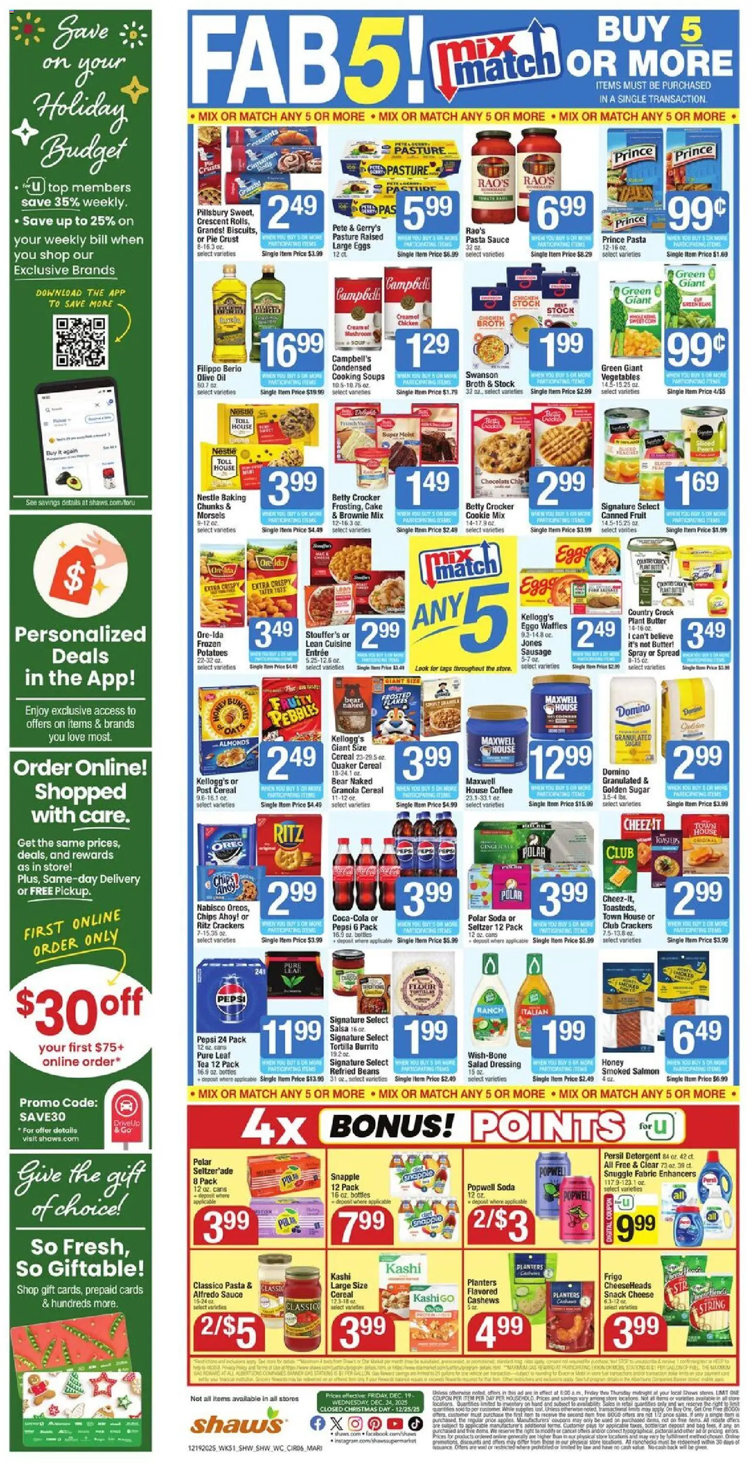 Shaw's Weekly Ad - RI - valid from 19.12.2025 | Page: 6 | Products: Salad, Potatoes, Sugar, Chocolate Chip