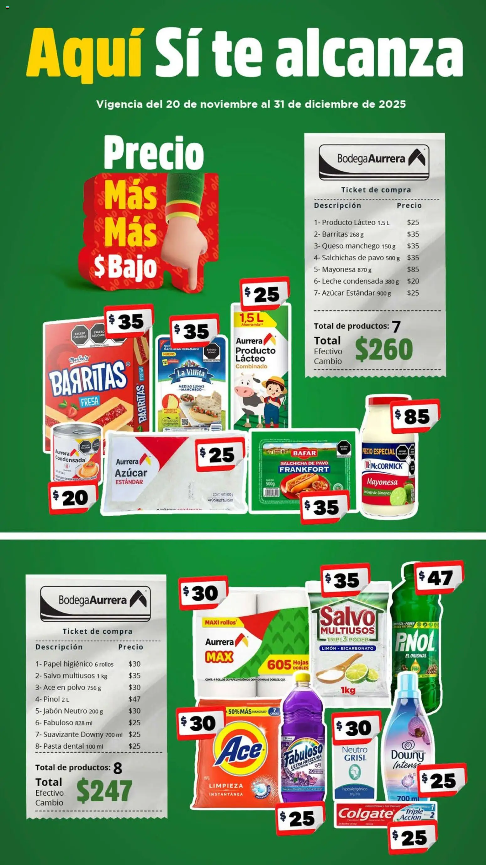 Nuevas ofertas de Bodega Aurrerá válidas en toda la República Mexicana desde el 20.11.2025. ¡Encuentra las mejores ofertas en Bodega Aurrerá folleto Aquí Si te alcanza! | Página: 1 | Productos: Fresa, Azúcar, Papel higiénico, Jabón