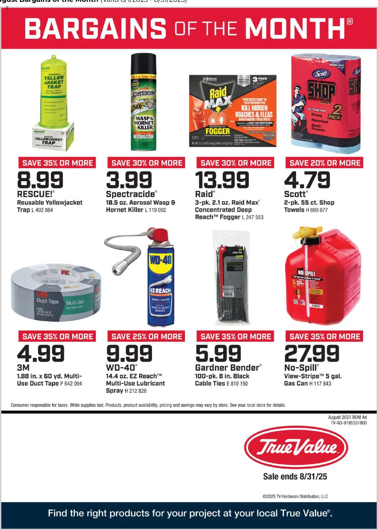 True Value Monthly Ad - valid from 01.08.2025 | Page: 1 | Products: Jacket, Tv, Cable