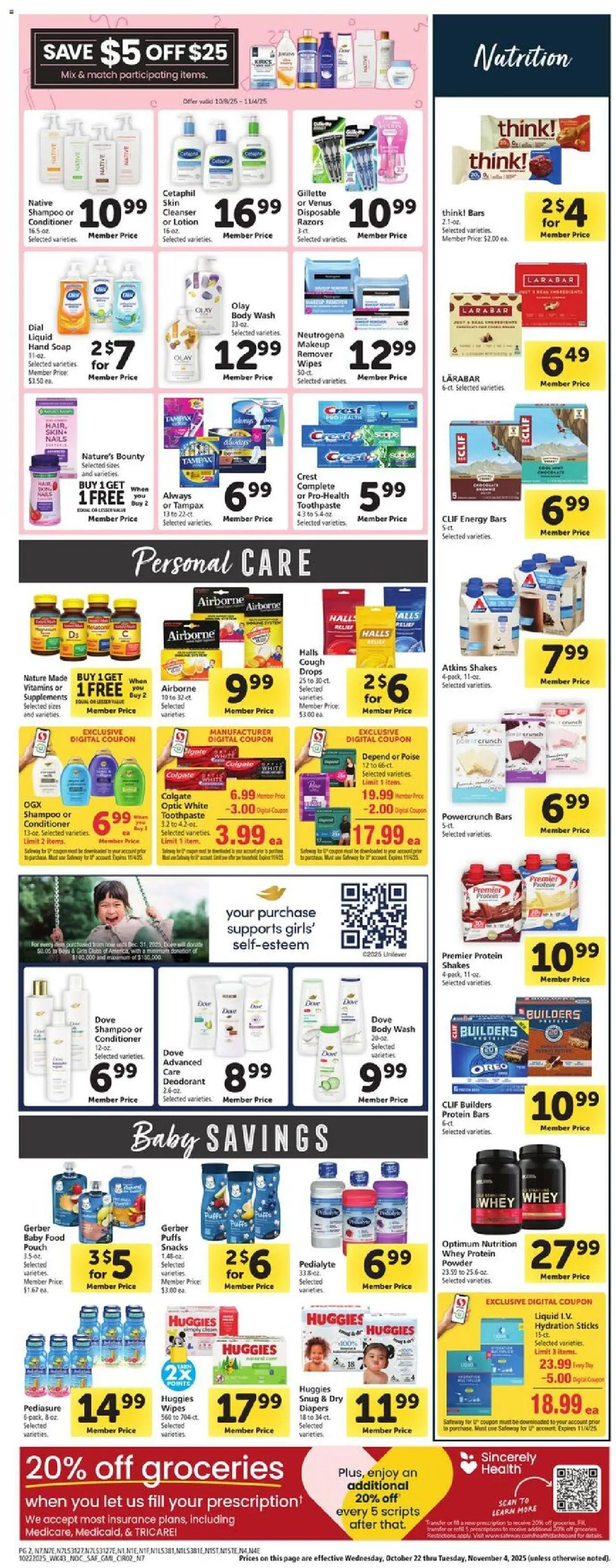 Safeway Weekly Ad - valid from 22.10.2025 | Page: 10 | Products: Powder, Shampoo, Conditioner, Body Wash
