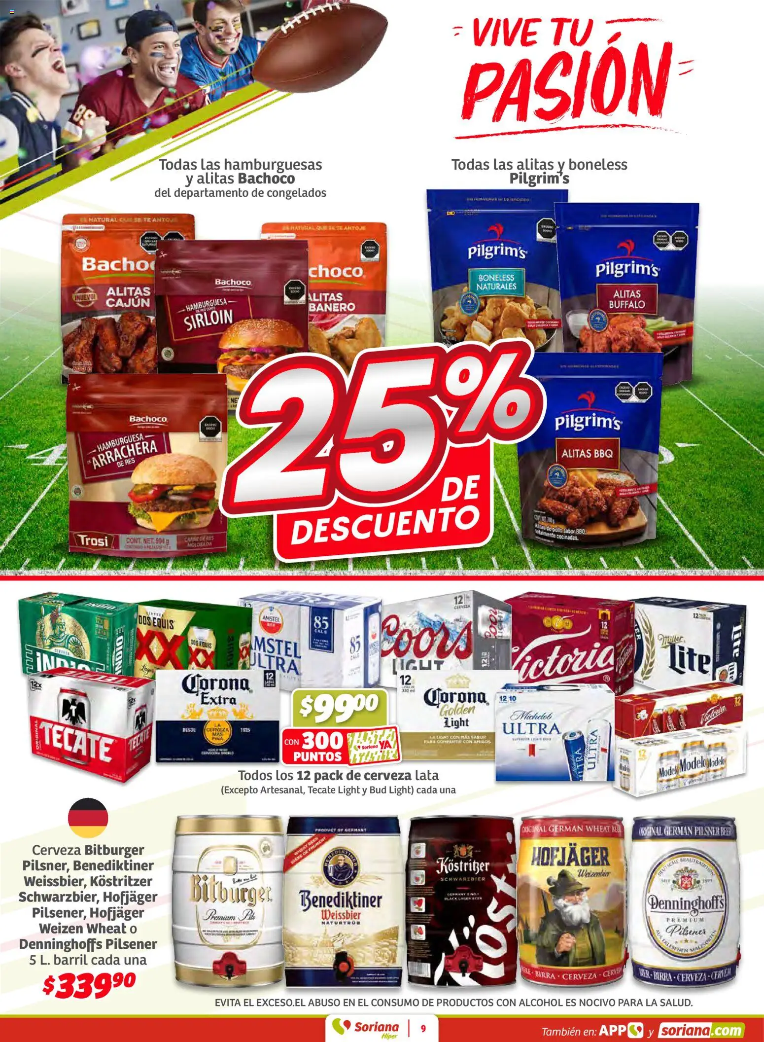 Nuevas ofertas de Soriana válidas en toda la República Mexicana desde el 30.01.2026. ¡Encuentra las mejores ofertas en Soriana - Preciazazaso Híper: Edo Mex, Gro, Hgo, Mor, Pue, Qto, Tlax, Ver! | Página: 9 | Productos: Pollo, Cerveza, Res, Té