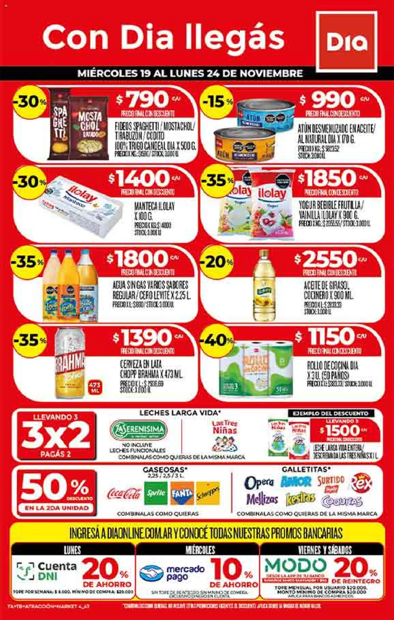 Supermercado DIA Ofertas │ válido desde el 19.11.2025 | Página: 1 | Productos: Frutilla, Atún, Agua, Manteca