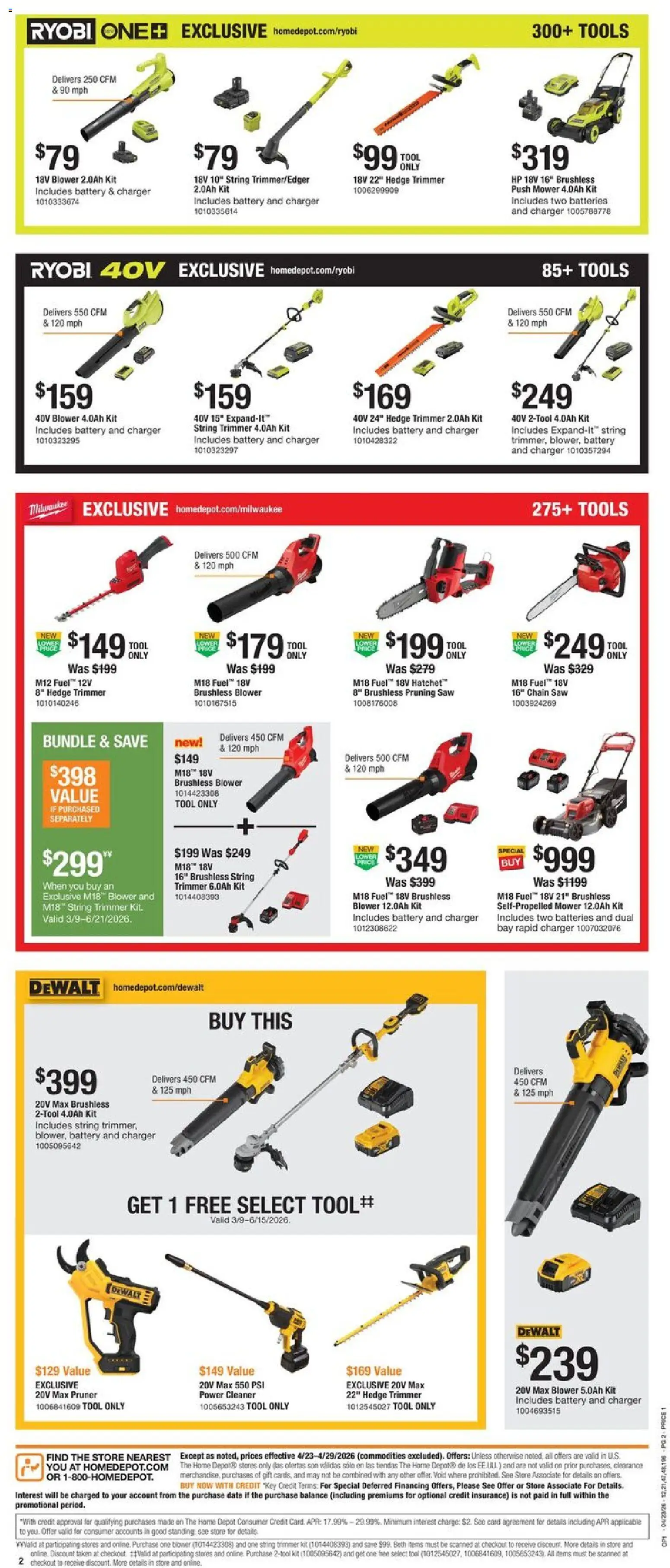 Home Depot Local Ad - valid from 23.04.2026 | Page: 2 | Products: Trimmer, Pruner, Mower, Battery