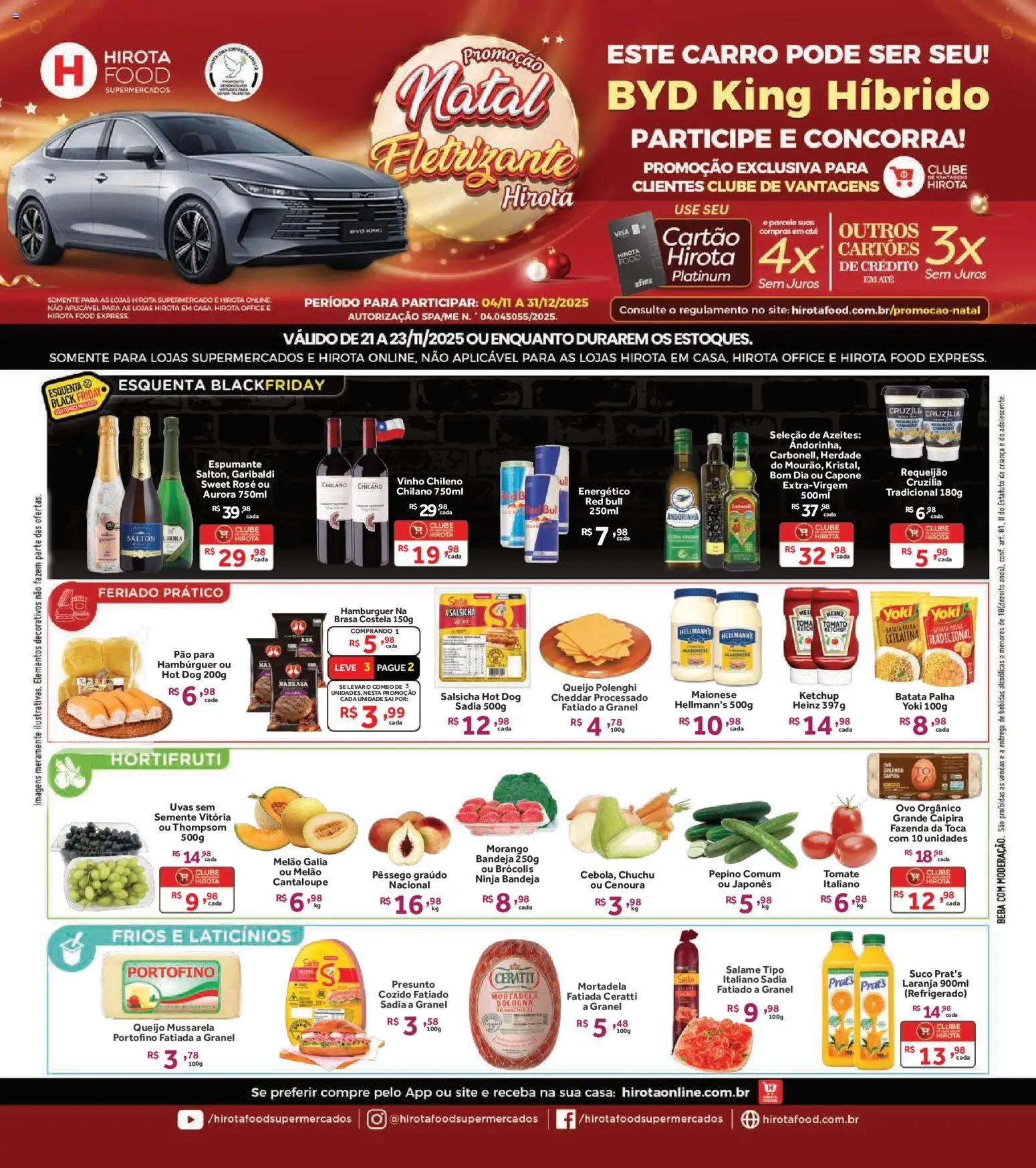 Hirota Food Folheto - válido de 21.11.2025 | Página: 1 | Produtos: Melão, Mortadela, Hambúrguer, Brócolis