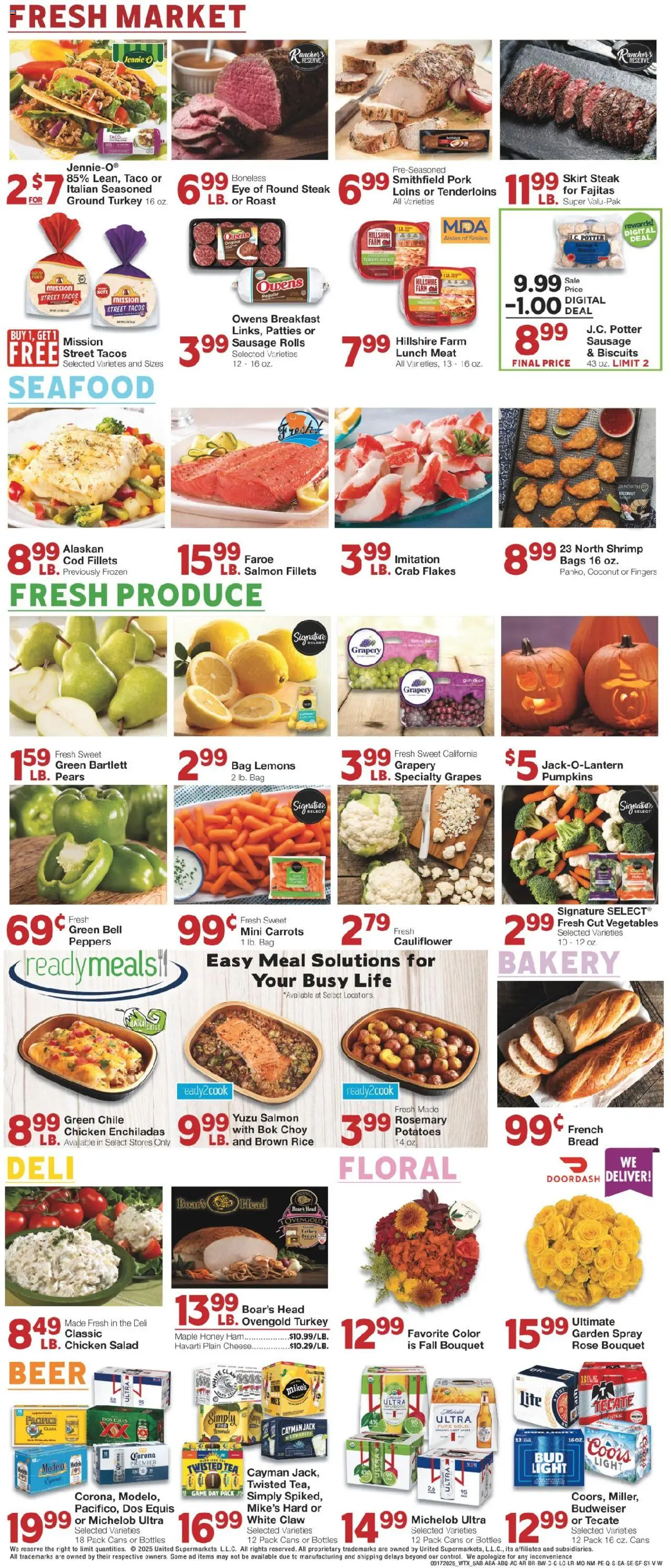 United Supermarkets Weekly Ad - valid from 16.09.2025 | Page: 5 | Products: Bakery, Pork, Rice, Seafood