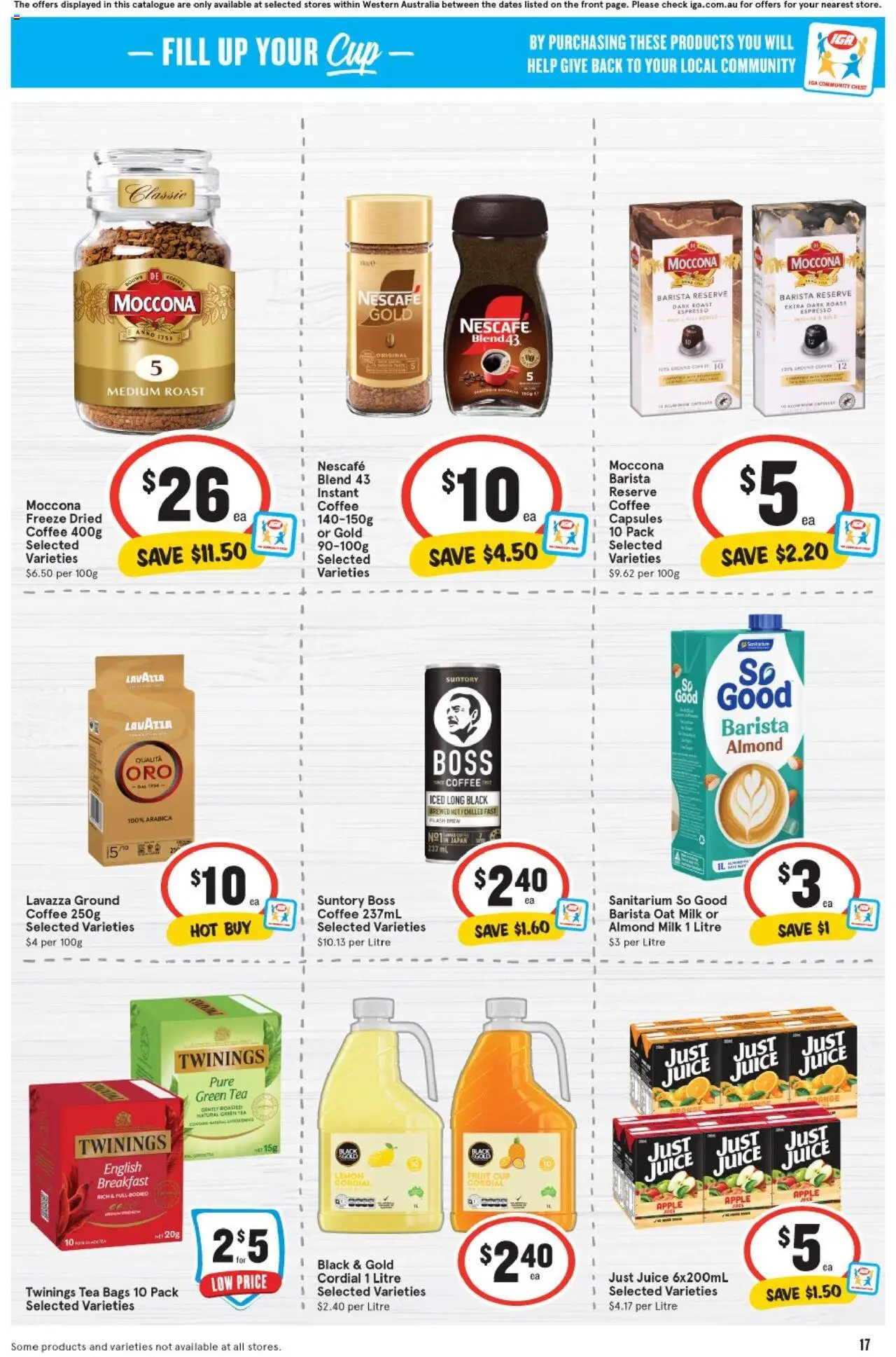 IGA catalogue - valid from 13.08.2025 | Page: 17 | Products: Milk, Juice, Tea, Moccona