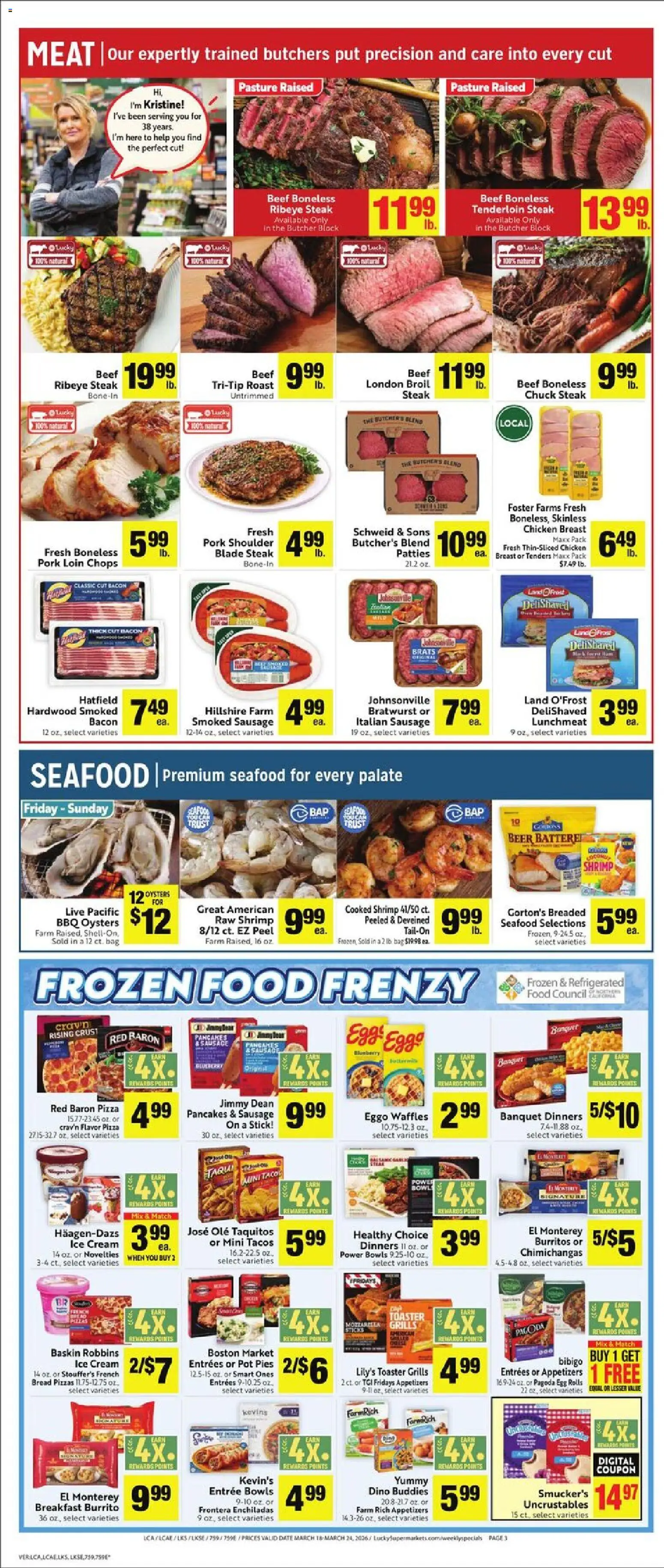 Lucky Supermarkets Weekly - valid from 18.03.2026 | Page: 3 | Products: Cream, Ice cream, Sausage, Bag