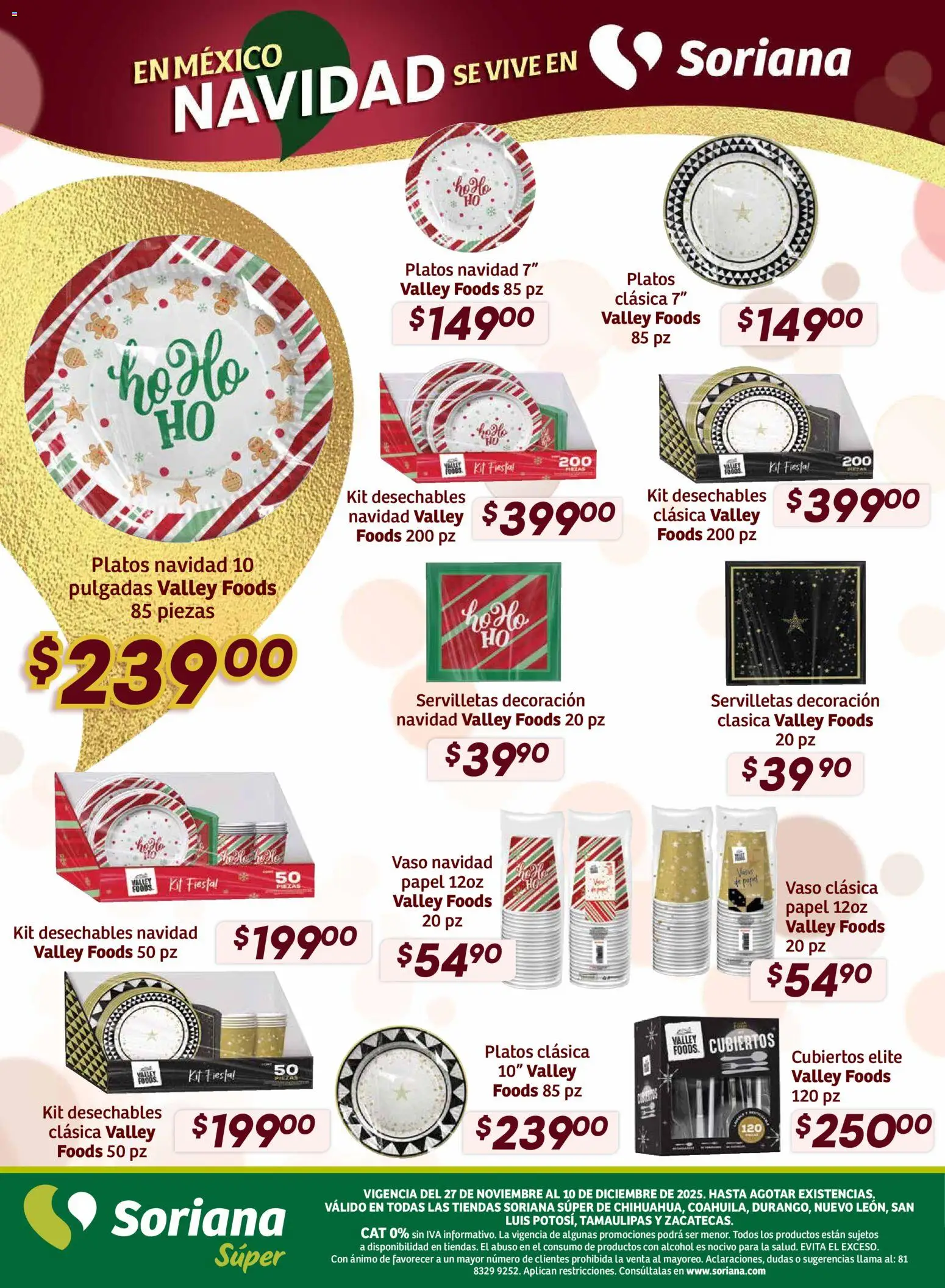 Nuevas ofertas de Soriana válidas en toda la República Mexicana desde el 27.11.2025. ¡Encuentra las mejores ofertas en Soriana - Preciazazaso Súper: Chih, Coah, Dur, NL, SLP, Tamps, Zac! | Página: 57 | Productos: Servilletas