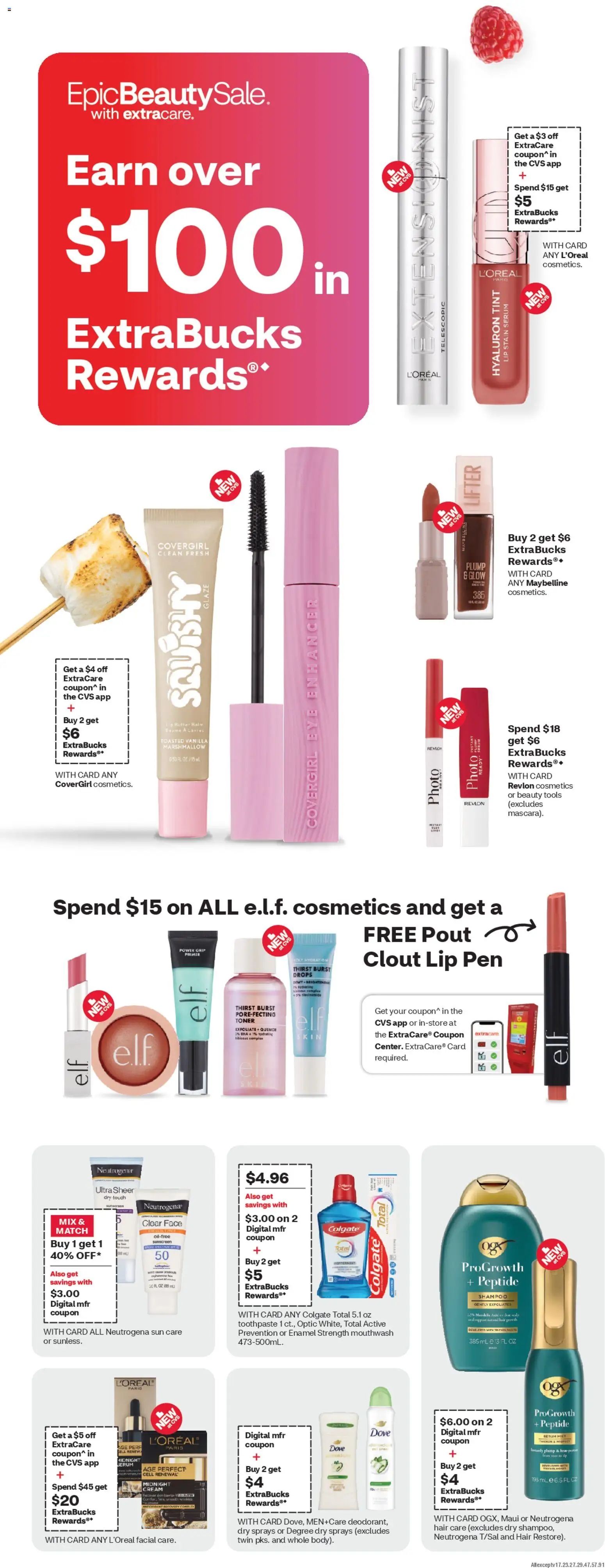 CVS Pharmacy Weekly Ad - TX - valid from 22.03.2026 | Page: 3 | Products: Lip Stain, Sunscreen, Mouthwash, Cream