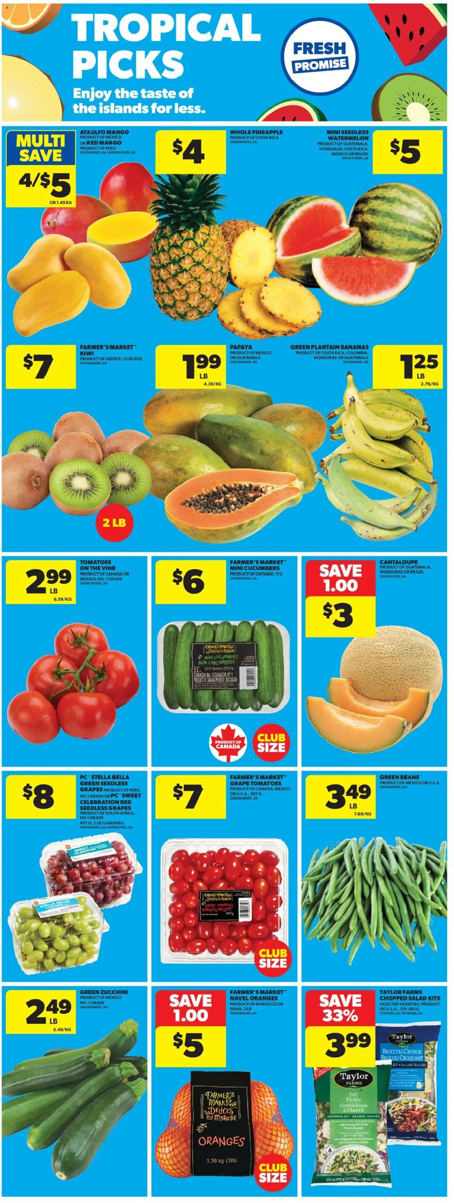 Real Canadian Superstore flyer valid from 05.03.2026 | Page: 9 | Products: Cucumbers, Salad, PC, Bananas
