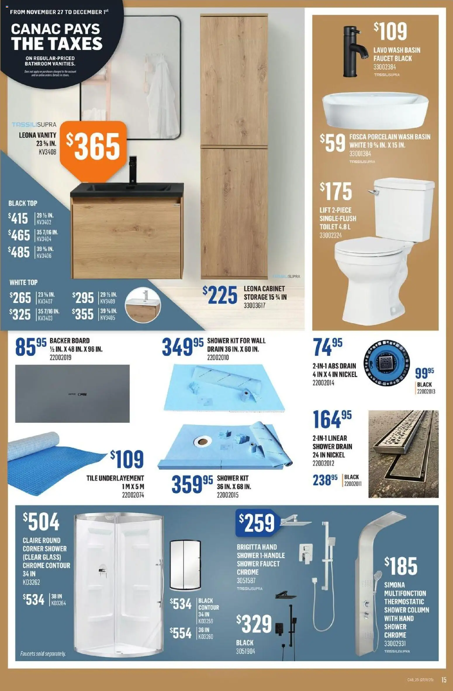 Canac flyer valid from 27.11.2025 | Page: 15 | Products: Cabinet, Shower