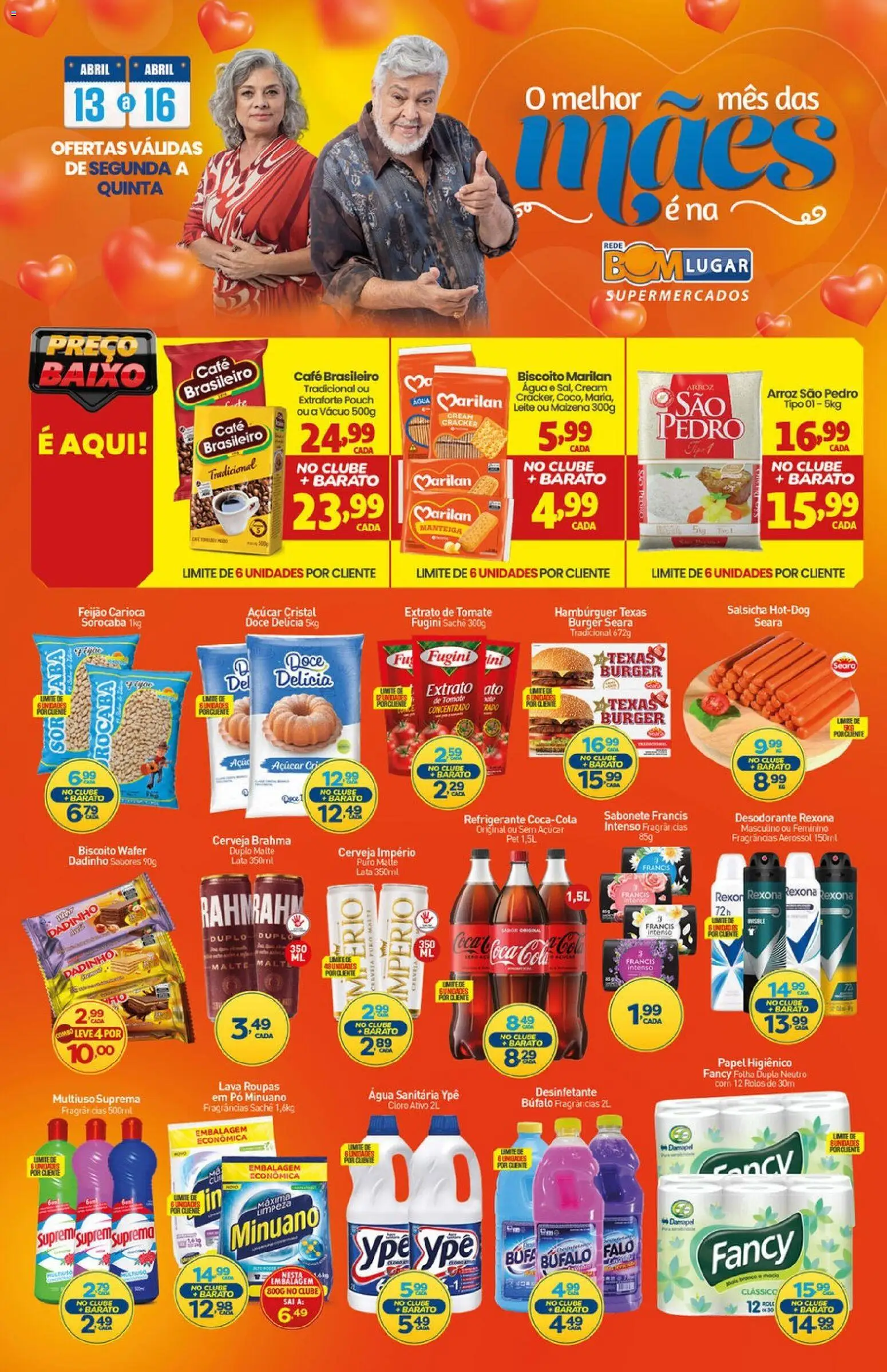 Rede Bom Lugar Folheto - válido de 13.04.2026 | Página: 1 | Produtos: Cloro, Cerveja, Sabonete, Água sanitária