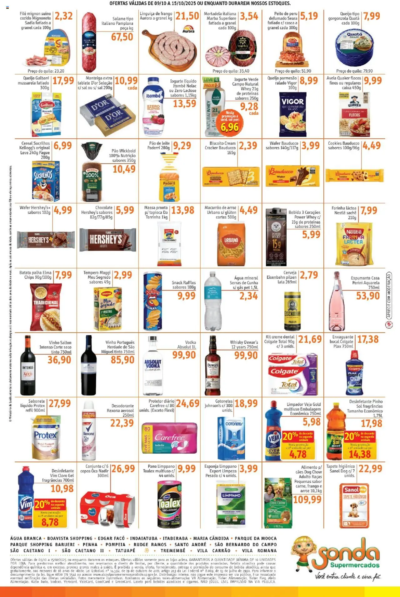 Sonda Folheto - válido de 09.10.2025 | Página: 2 | Produtos: Linguiça, Arroz, Massa, Sal