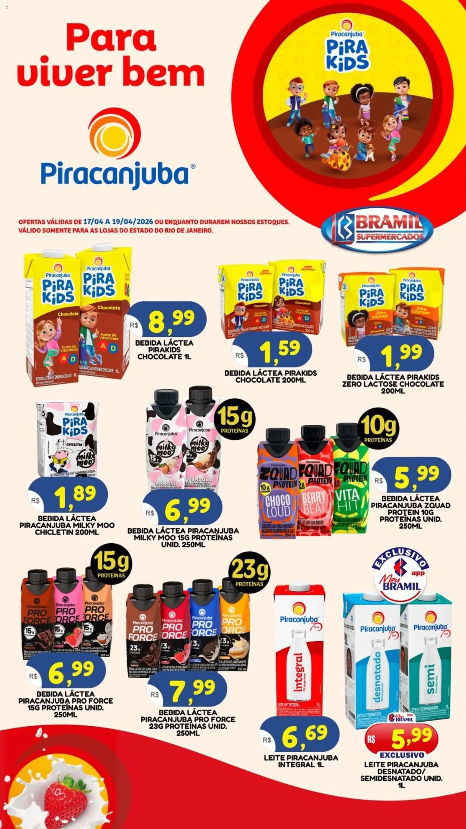 Bramil Supermercados Folheto - válido de 17.04.2026 | Página: 1 | Produtos: Leite, Chocolate, Bebida