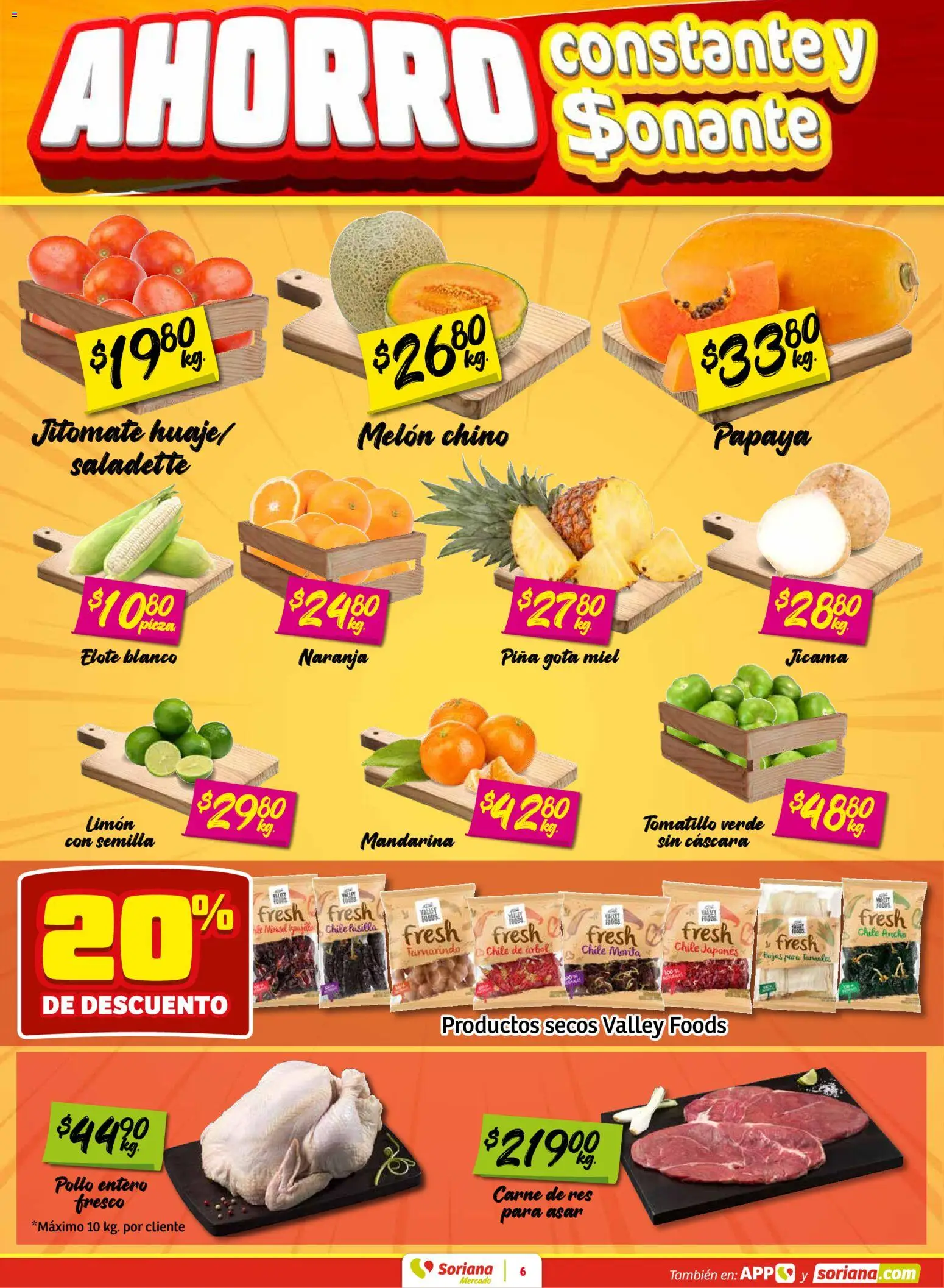 Nuevas ofertas de Soriana válidas en toda la República Mexicana desde el 22.01.2026. ¡Encuentra las mejores ofertas en Soriana - Fin de Semana Mercado: Tamaulipas! | Página: 6 | Productos: Pollo, Bolsa, Café, Jamón