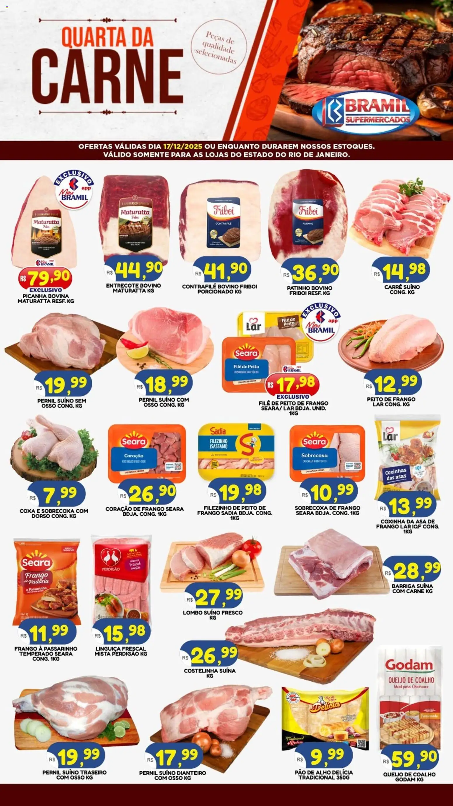 Bramil Supermercados Folheto - válido de 17.12.2025 | Página: 1 | Produtos: Alho, Pao de alho, Picanha, Asa de frango
