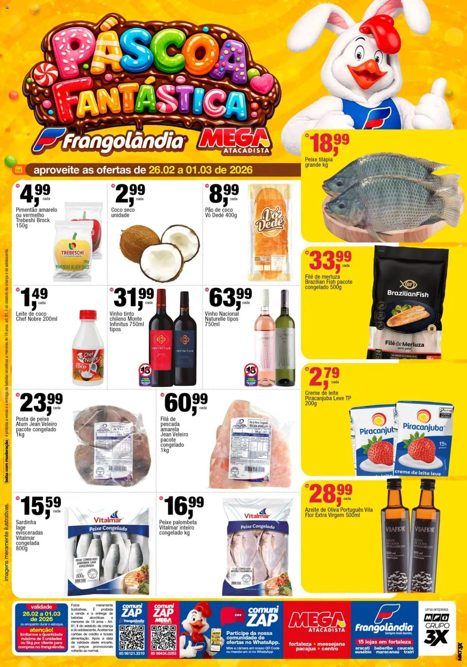 Frangolândia Folheto - válido de 26.02.2026 | Página: 1 | Produtos: Pimentão, Vinho, Azeite, Leite de coco