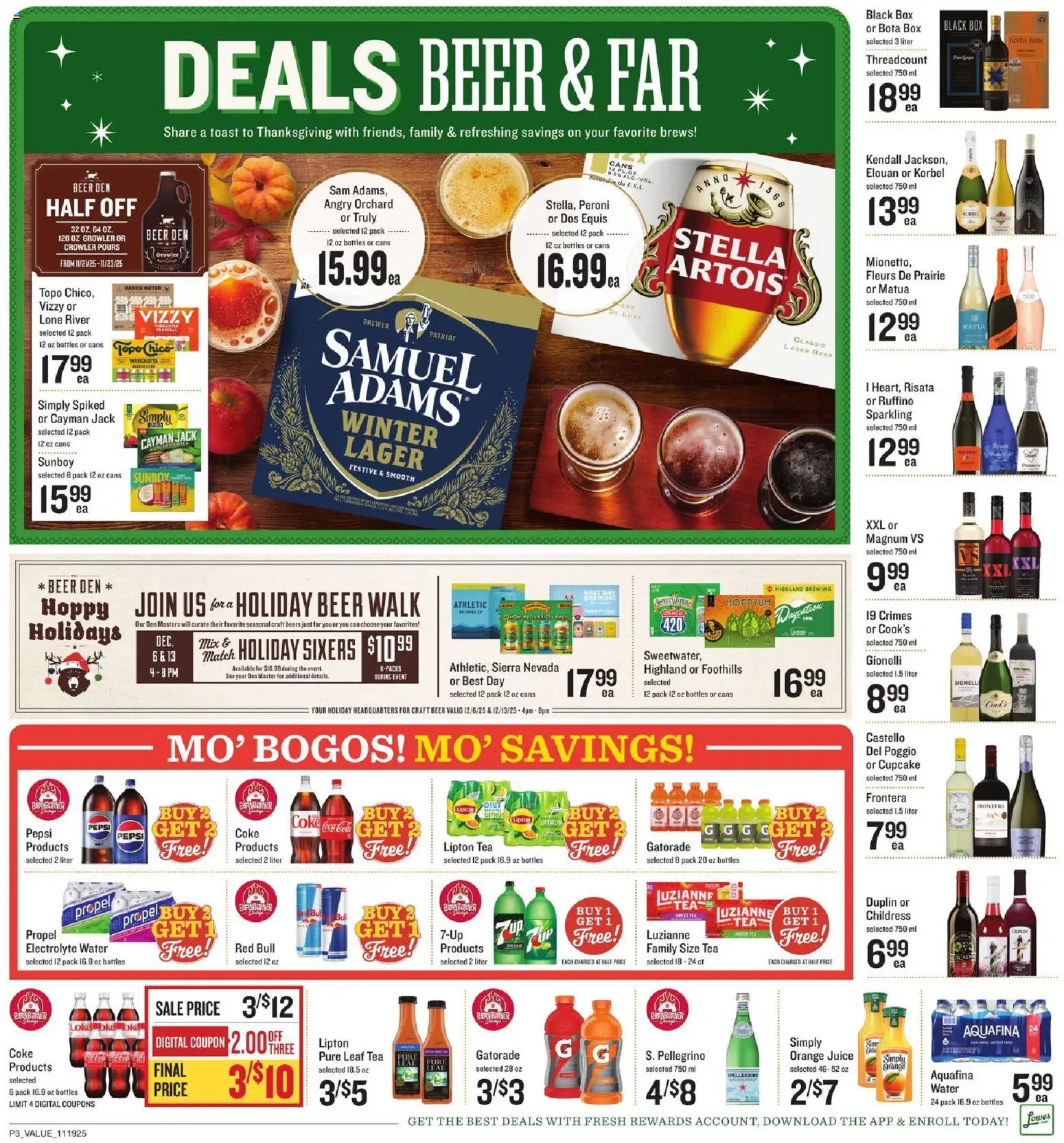 Lowes Foods Weekly Ad - NC - valid from 19.11.2025 | Page: 3 | Products: Box, Beer, Water, Cupcake