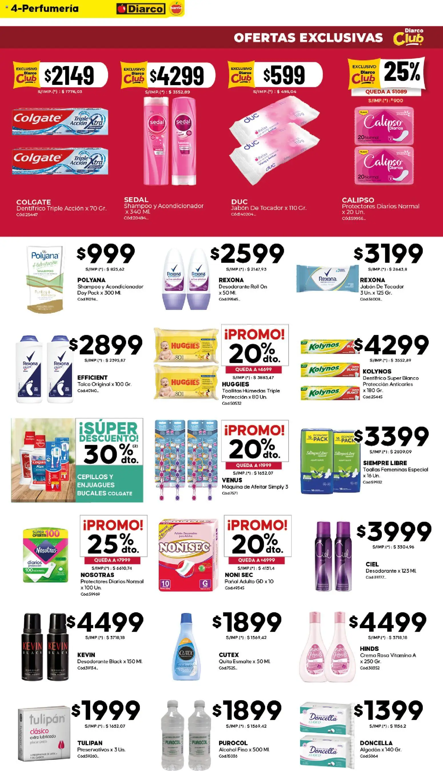 Diarco - OFERTAS DIARCO BARRIO │ válido desde el 09.03.2026 | Página: 4 | Productos: Maquina de afeitar, Toallitas húmedas, Jabón, Protectores diarios