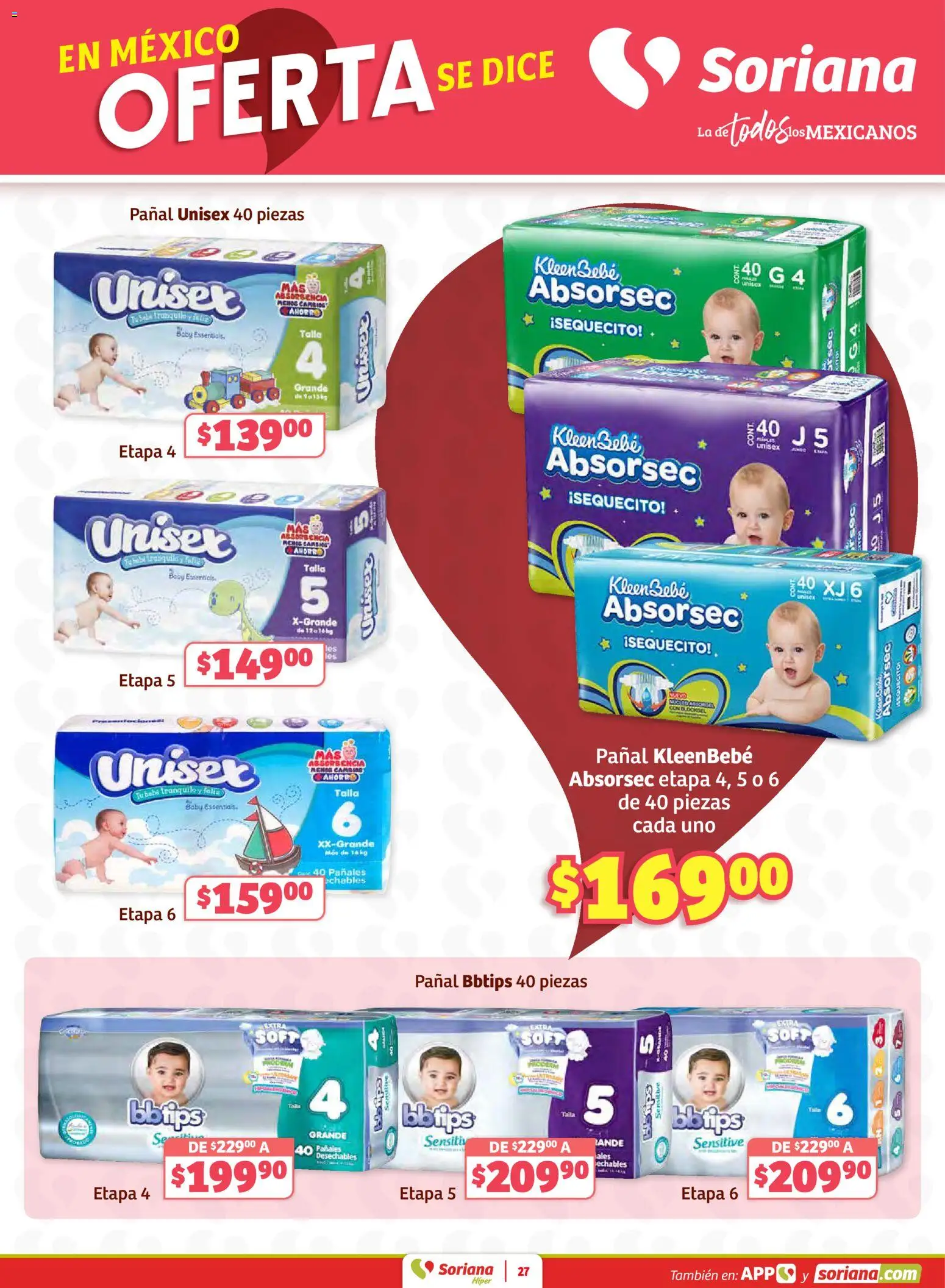 Nuevas ofertas de Soriana válidas en toda la República Mexicana desde el 15.01.2026. ¡Encuentra las mejores ofertas en Soriana - Preciazazaso Híper: Frontera BCN, Son! | Página: 27 | Productos: Sales, Pañales