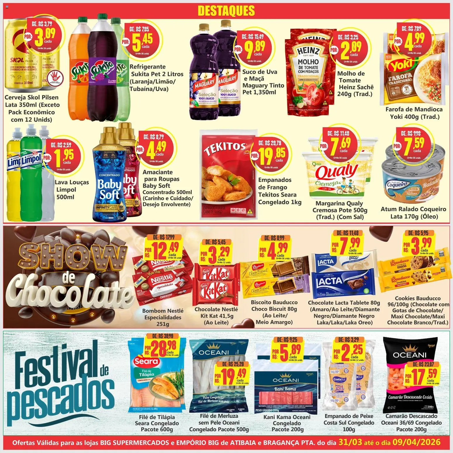 Big Supermercados Folheto - válido de 31.03.2026 | Página: 2 | Produtos: Leite, Carne de frango, Refrigerante, Margarina