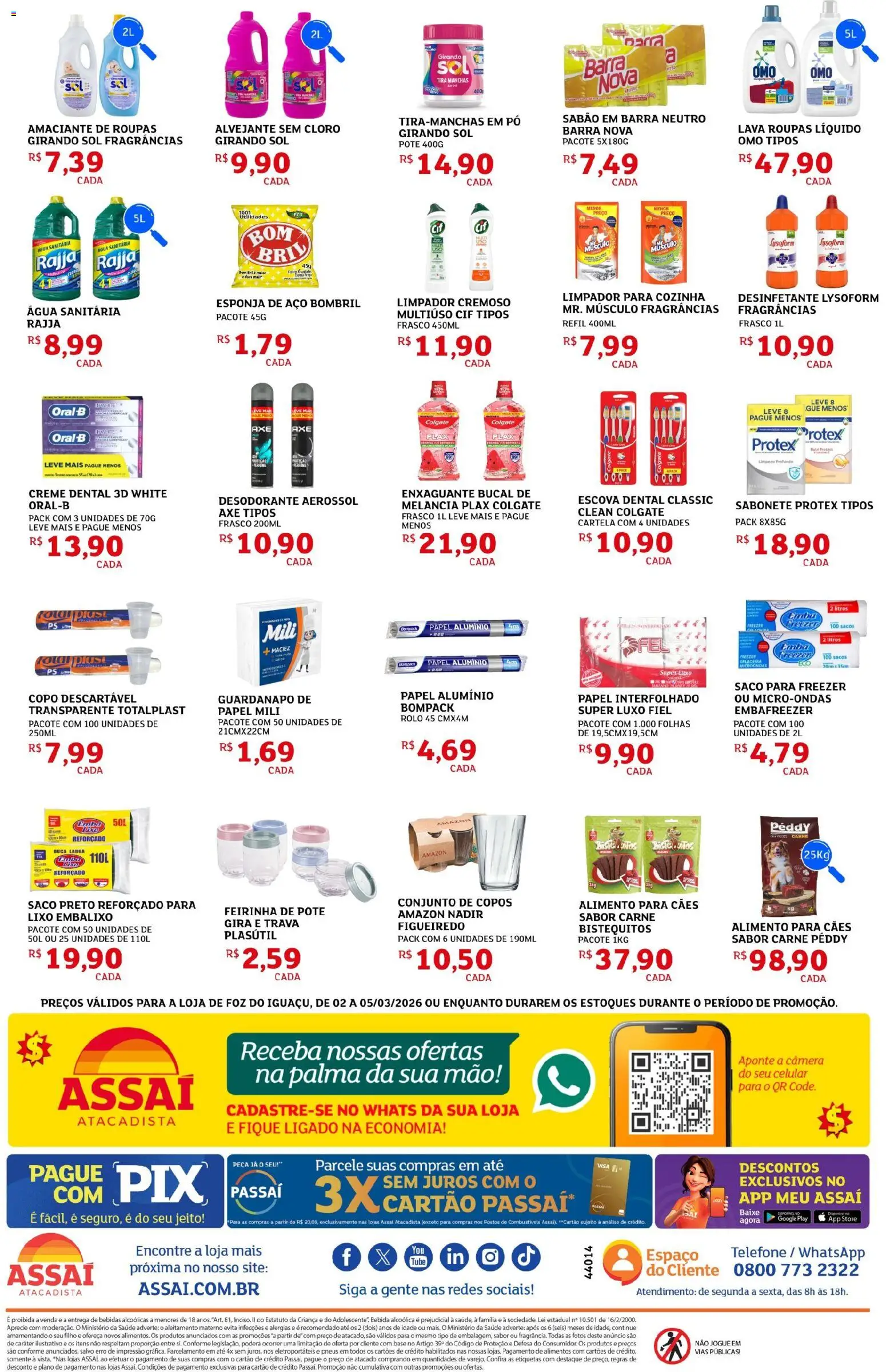 Assaí Atacadista Folheto - válido de 02.03.2026 | Página: 4 | Produtos: Cloro, Pneus, Roupas, Copos