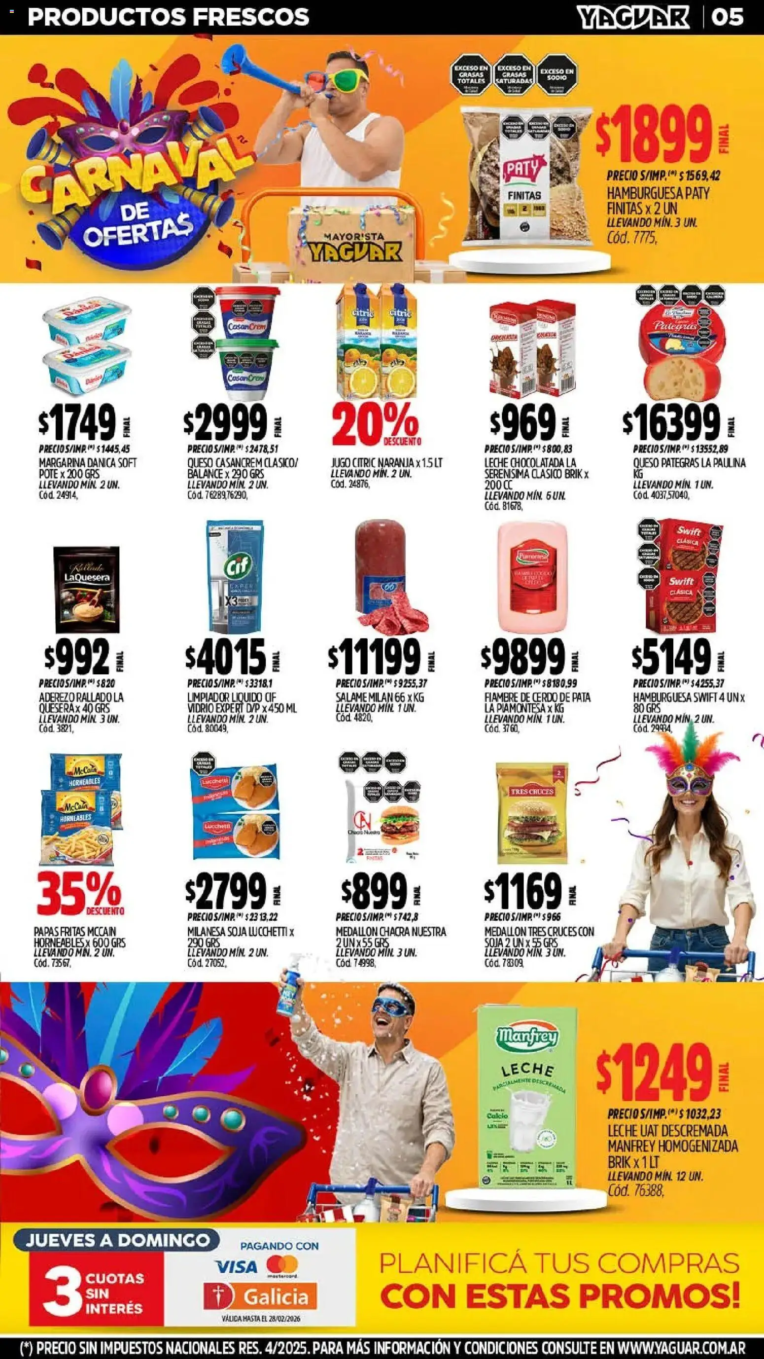 Yaguar - Oferta Semanal Jujuy │ válido desde el 16.02.2026 | Página: 5 | Productos: Milanesa, Aderezo, Leche, Queso