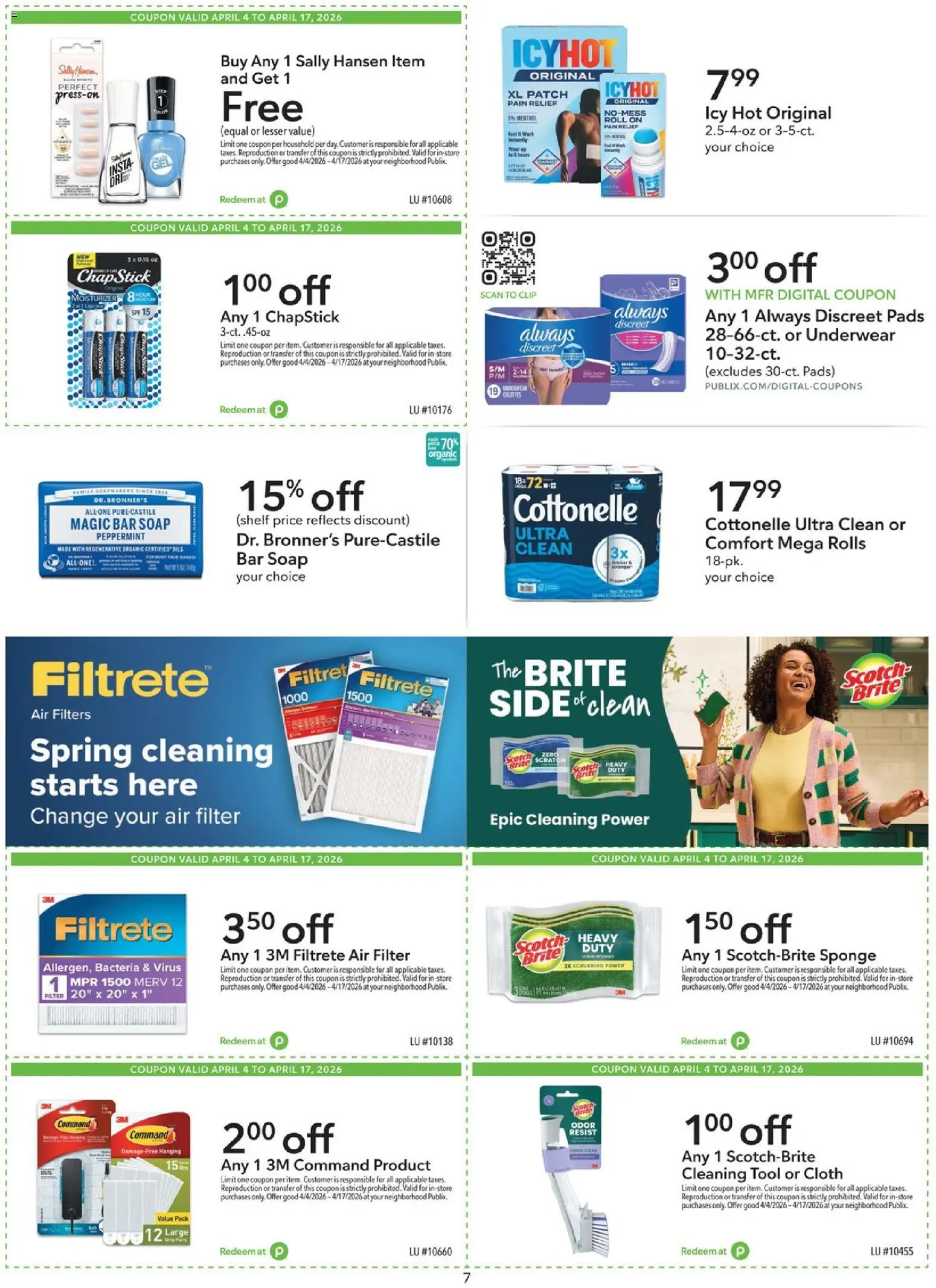 Publix Extra Savings - valid from 04.04.2026 | Page: 7 | Products: Peppermint, Clip, Sponge, Underwear