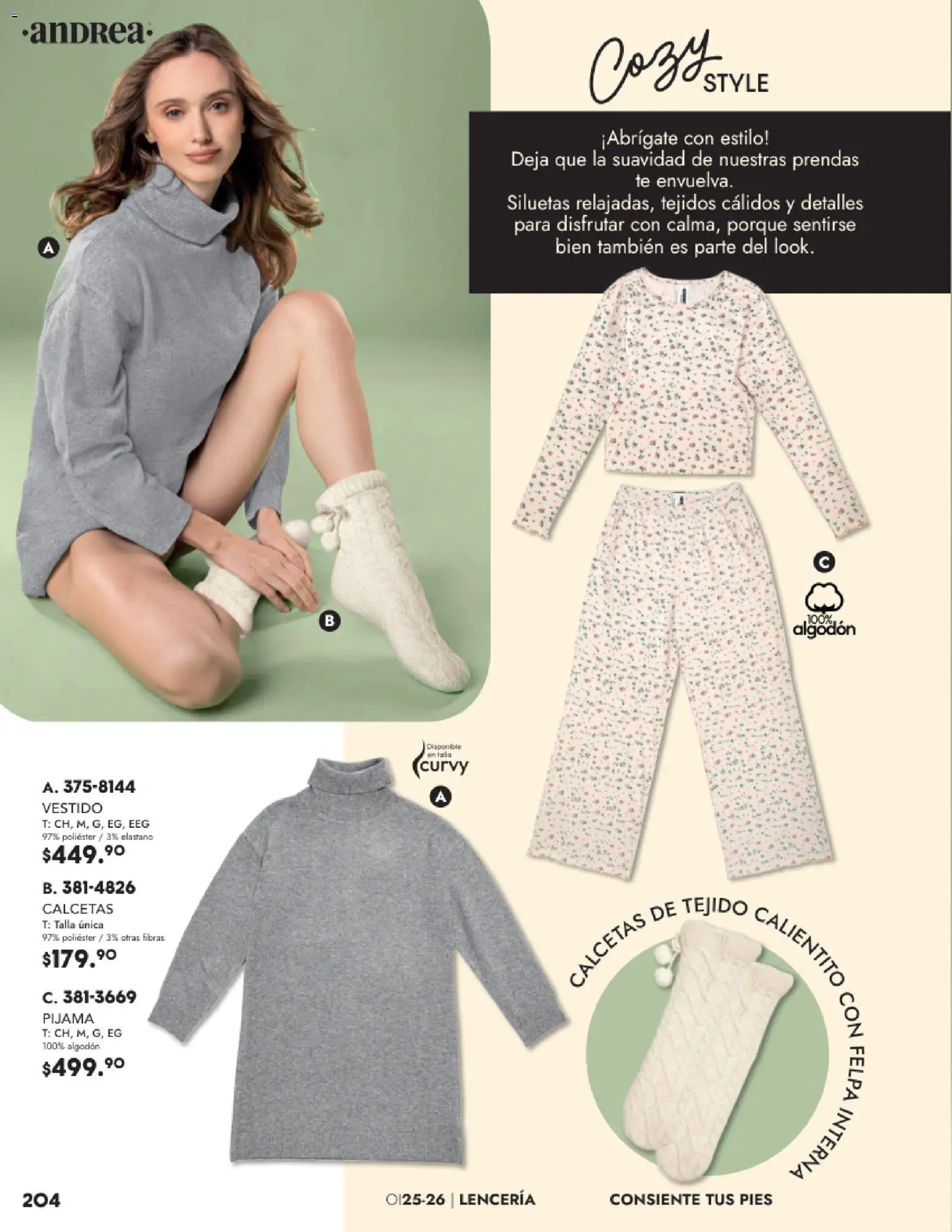 Nuevas ofertas de Andrea válidas en toda la República Mexicana desde el 26.11.2025. ¡Encuentra las mejores ofertas en Andrea catálogo Lancería, Vestir Interior otoño 2025! | Página: 40 | Productos: Pijama, Algodón, Vestido, Lenceria