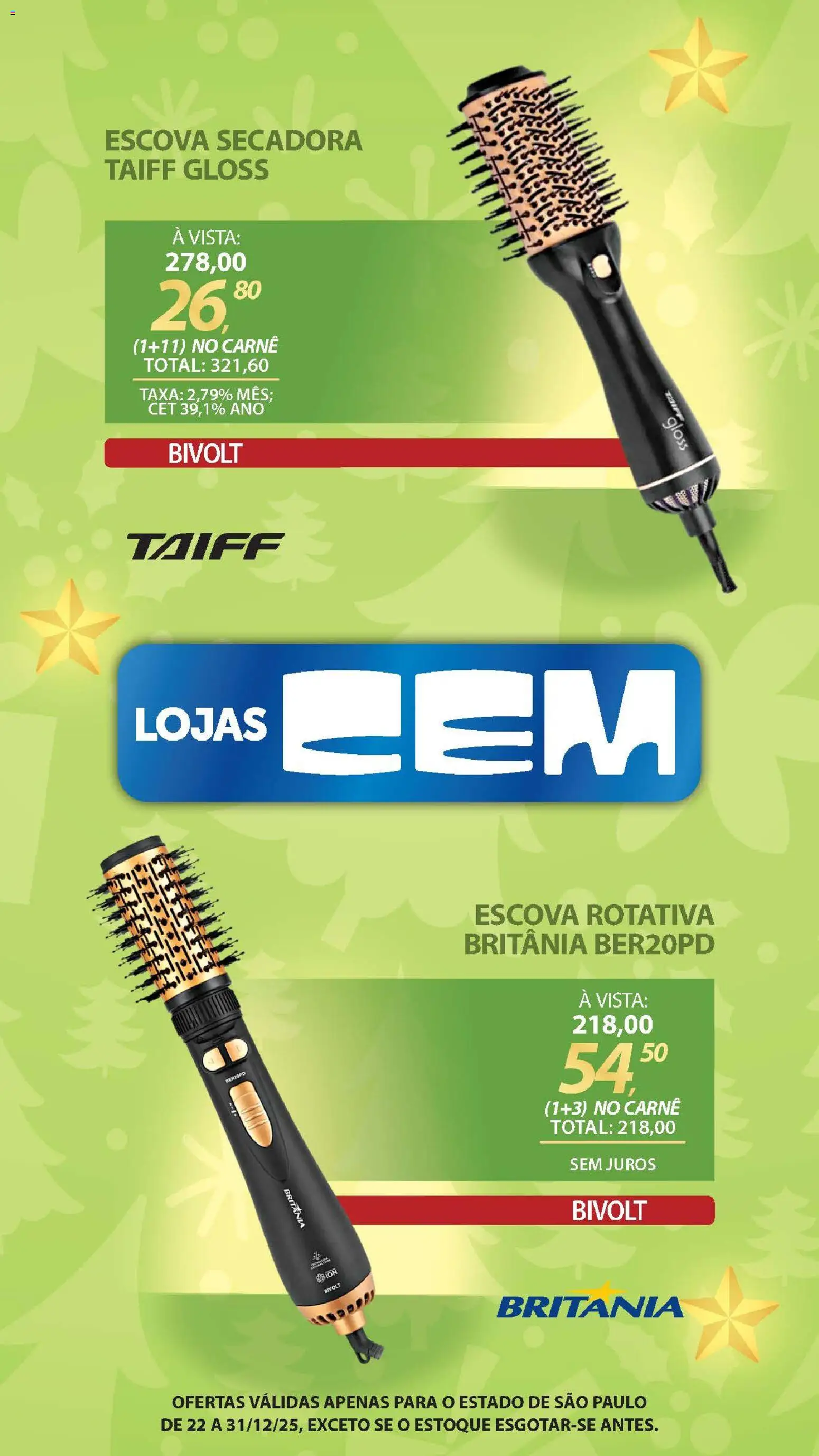 Lojas Cem Folheto - válido de 22.12.2025 | Página: 133 | Produtos: Escova secadora, Escova, Carne, Escova rotativa