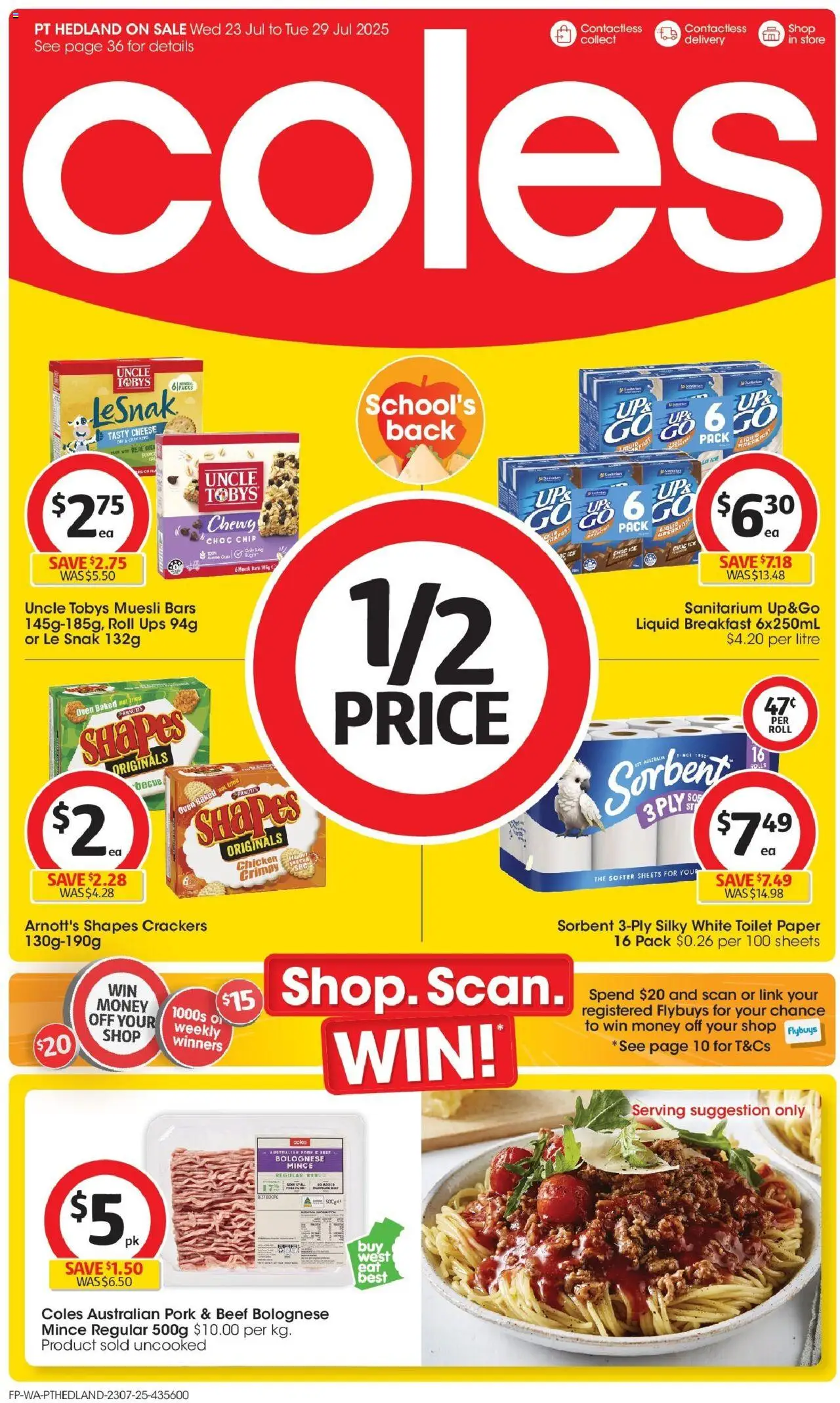 Coles catalogue - valid from 22.07.2025 | Page: 1 | Products: Pork, Beef, Toilet paper, Pc