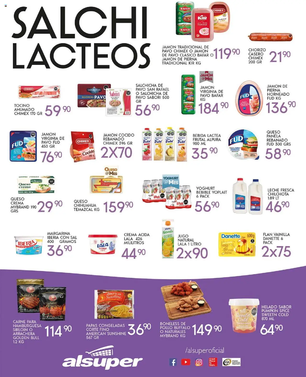 Nuevas ofertas de Alsuper válidas en toda la República Mexicana desde el 14.10.2025. ¡Encuentra las mejores ofertas en Alsuper - Folleto Laguna! | Página: 3 | Productos: Tocino, Sal, Crema, Leche