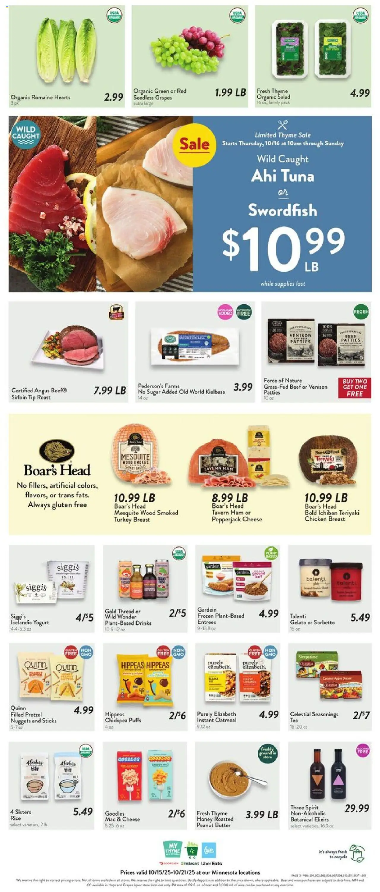 Fresh Thyme Weekly Ad - MN - valid from 15.10.2025 | Page: 5 | Products: Romaine, Ham, Beer, Grapes