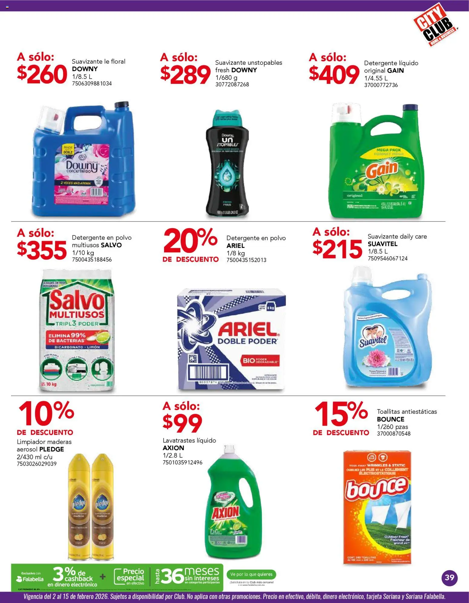 Nuevas ofertas de City Club válidas en toda la República Mexicana desde el 02.02.2026. ¡Encuentra las mejores ofertas en City Club catálogo! | Página: 39 | Productos: Limón, Suavizante, Limpiador, Polvo