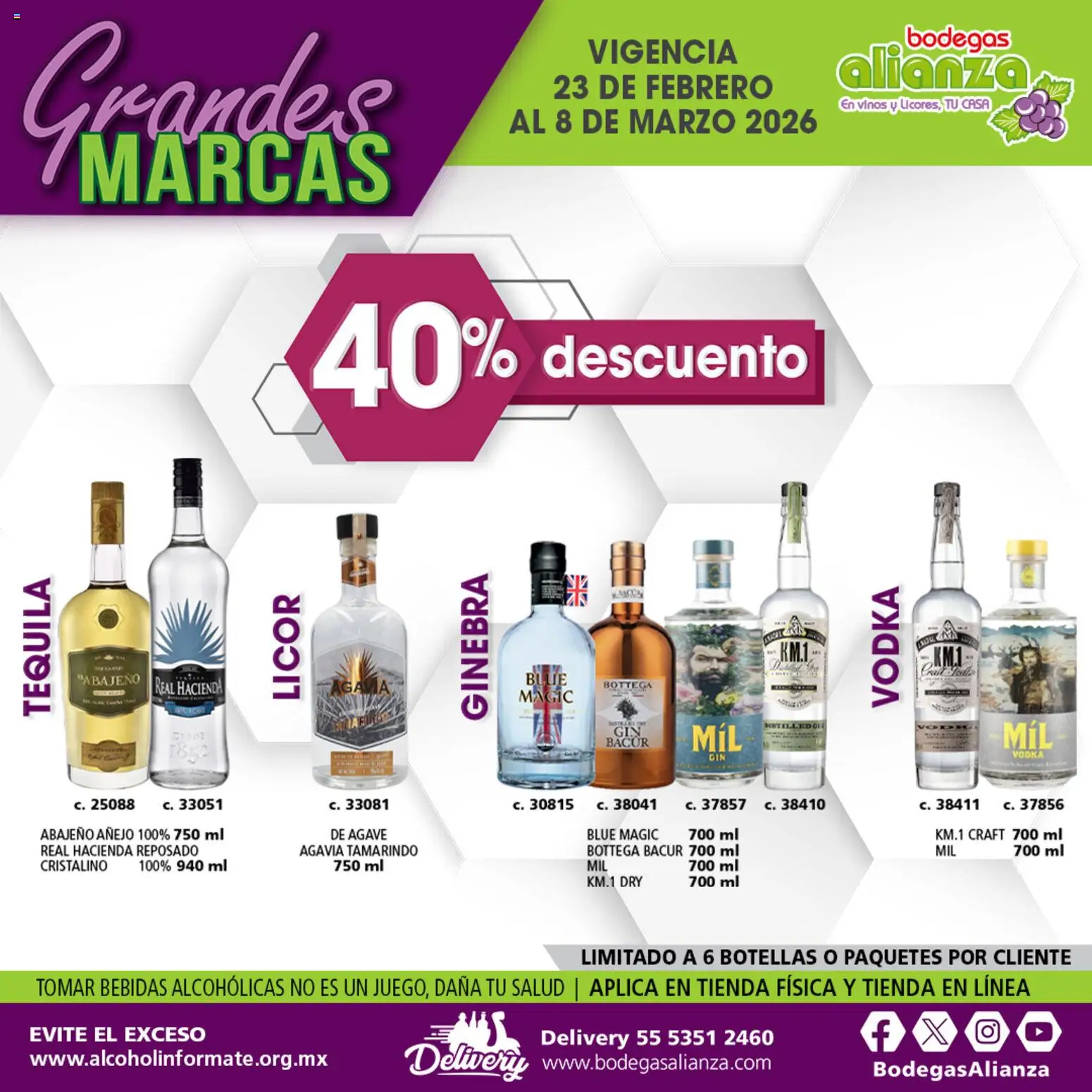 Nuevas ofertas de Bodegas Alianza válidas en toda la República Mexicana desde el 23.02.2026. ¡Encuentra las mejores ofertas en Bodegas Alianza catálogo Grandes Marcas! | Página: 11 | Productos: Ginebra, Tequila, Vodka