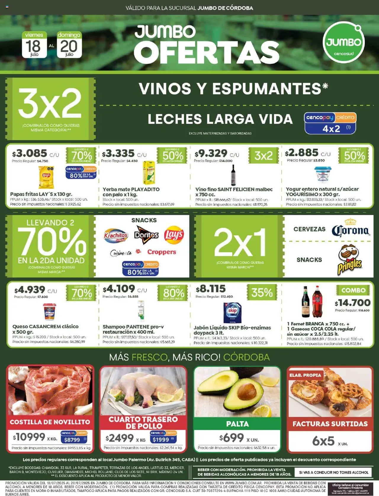 Jumbo ofertas - Córdoba │ válido desde el 18.07.2025 | Página: 1 | Productos: Jabón líquido, Gaseosa, Palta, Vino