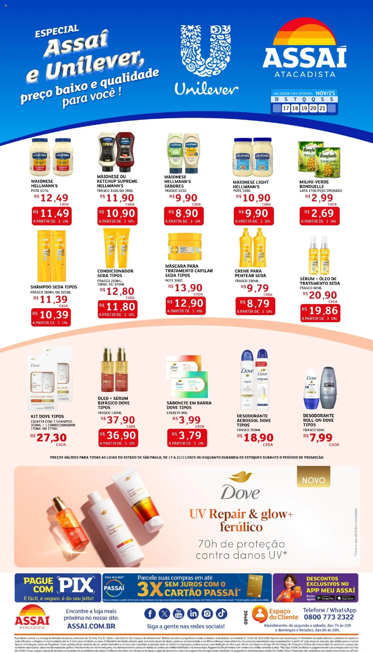 Assaí Atacadista Folheto - válido de 17.11.2025 | Página: 1 | Produtos: Base, Sérum, Baixo, Telefone