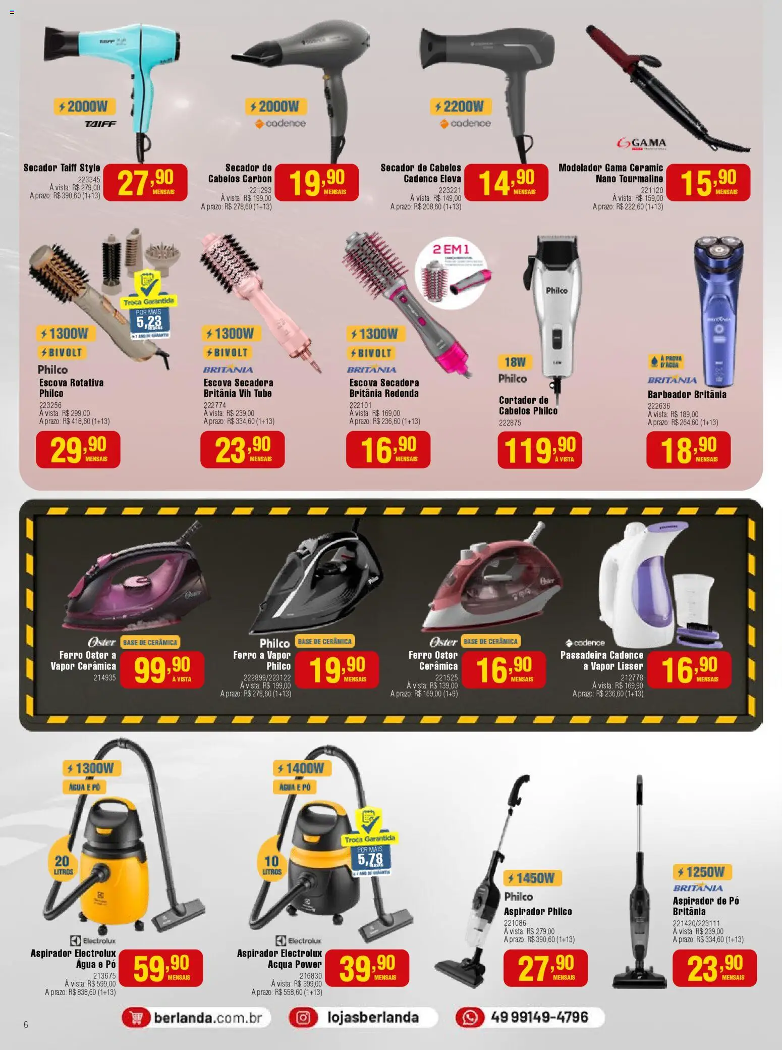 Berlanda Folheto - válido de 01.04.2026 | Página: 6 | Produtos: Secador, Ferro, Escova, Base