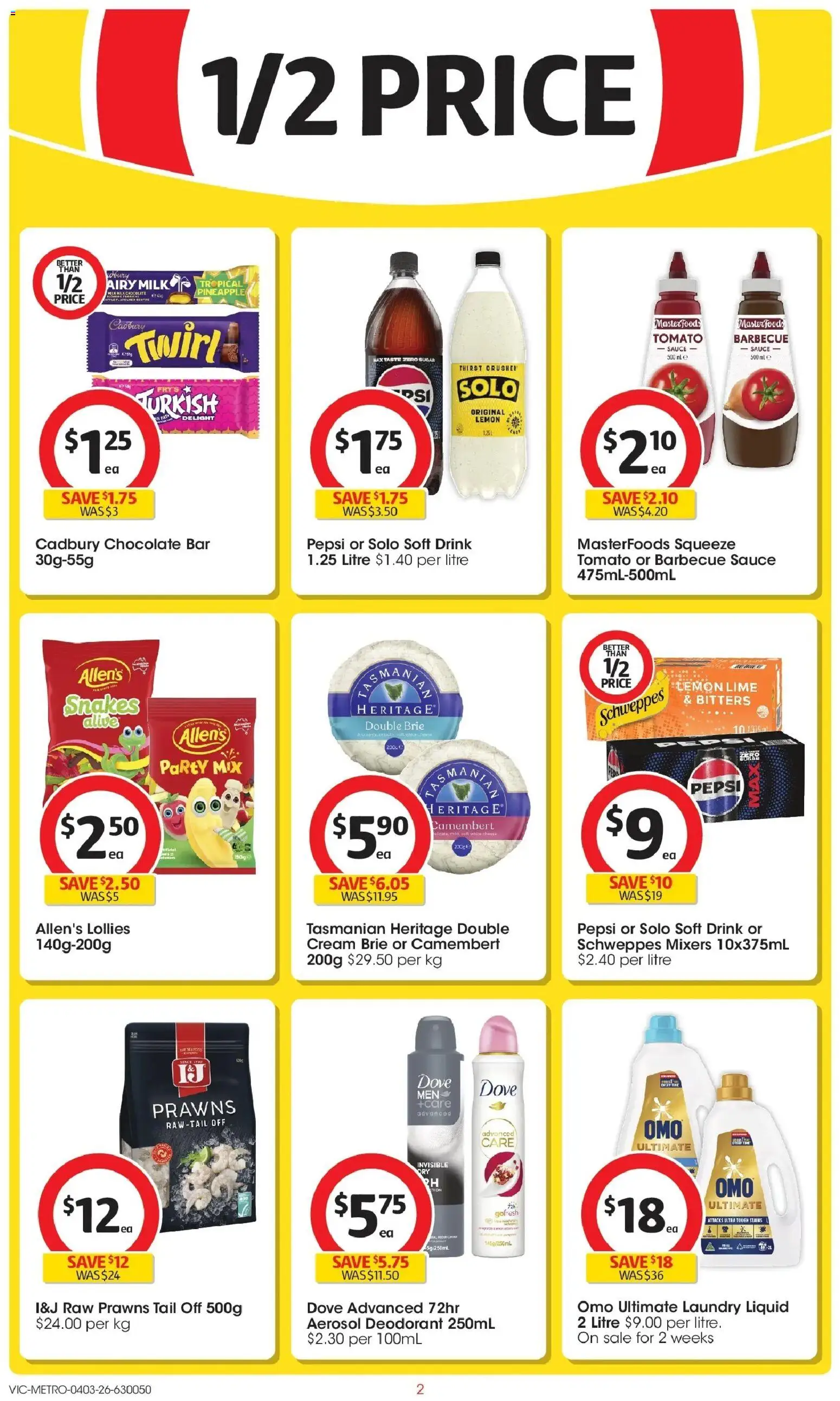 Coles catalogue - valid from 04.03.2026 | Page: 2 | Products: Chocolate, Deodorant, Cream, Sauce