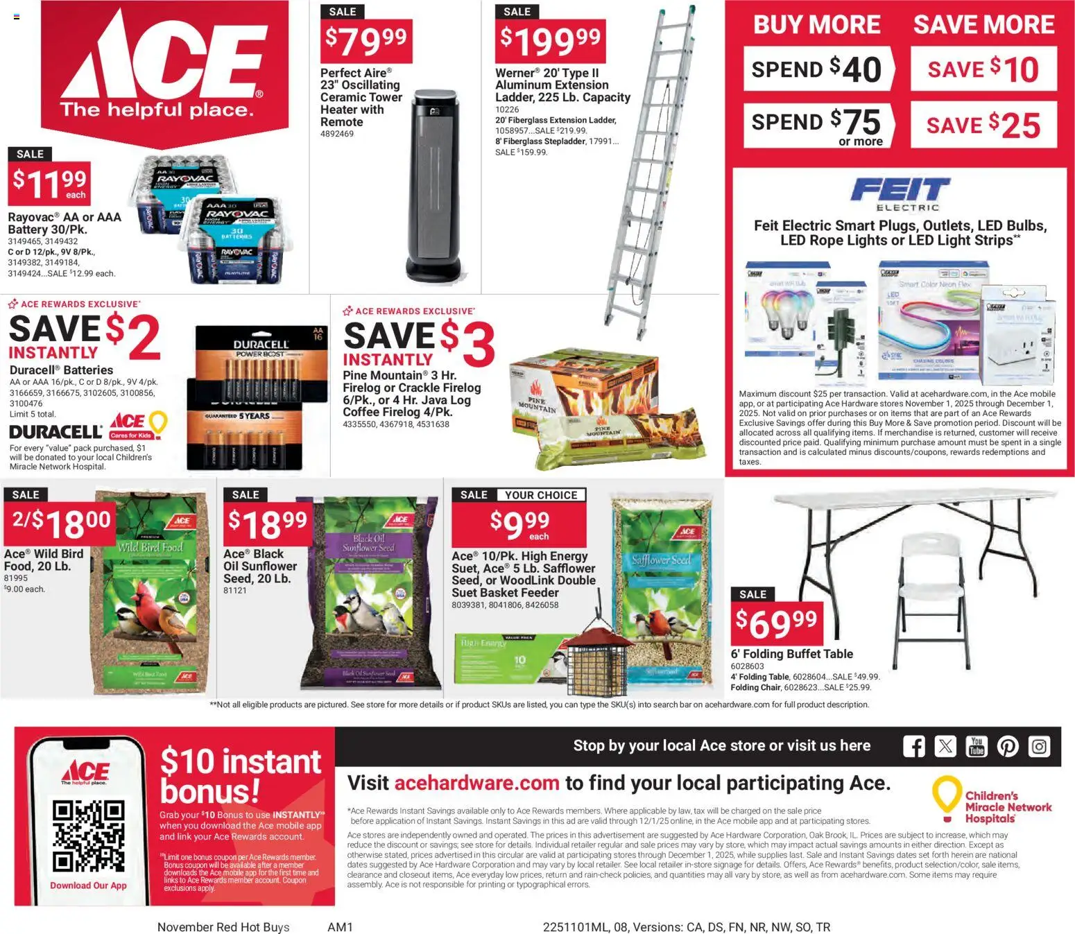 ACE Hardware Red Hot Buys - valid from 01.11.2025 | Page: 8 | Products: Table, Battery, Basket, Oil