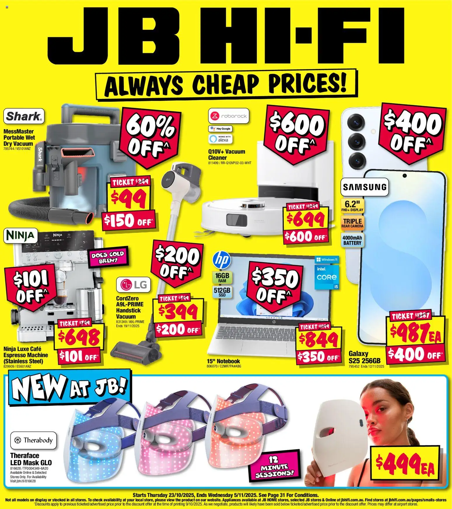 JB Hi-Fi catalogue - valid from 23.10.2025 | Page: 1 | Products: Cleaner, Camera, Portable, Vacuum cleaner