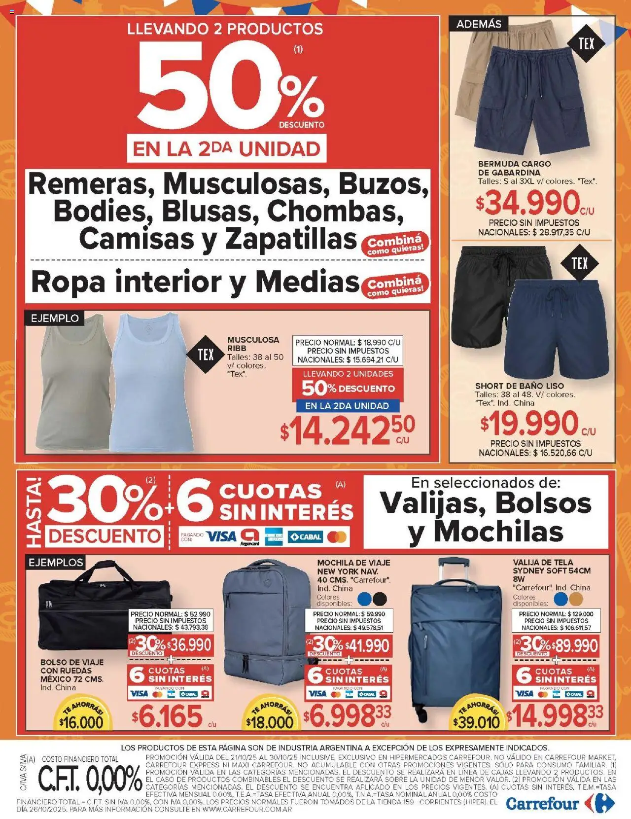 Carrefour ofertas - Catamarca │ válido desde el 21.10.2025 | Página: 20 | Productos: Short, Musculosa, Zapatillas, Bolso