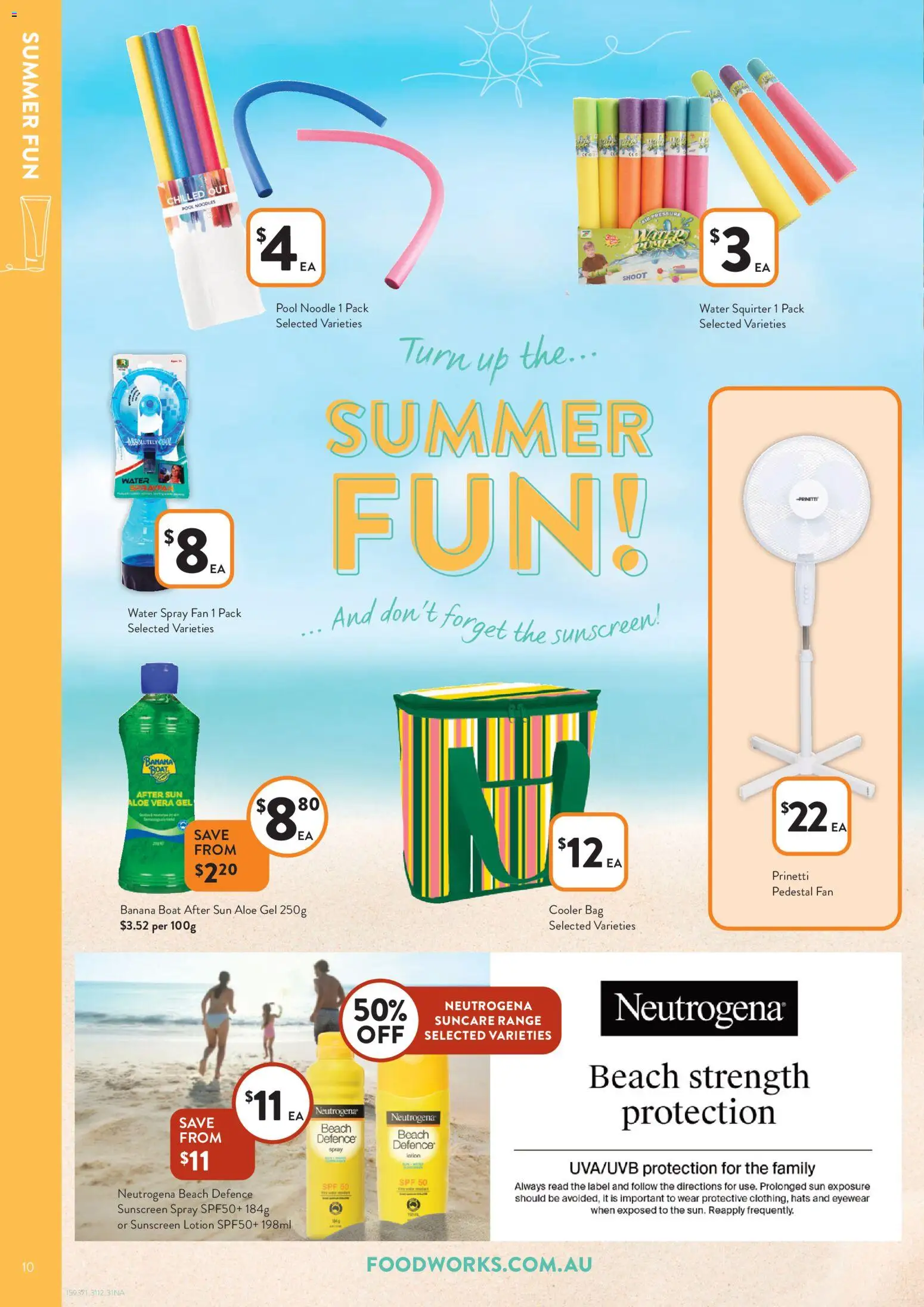 Foodworks catalogue - valid from 31.12.2025 | Page: 10 | Products: Sunscreen, Lotion, Water, Bag
