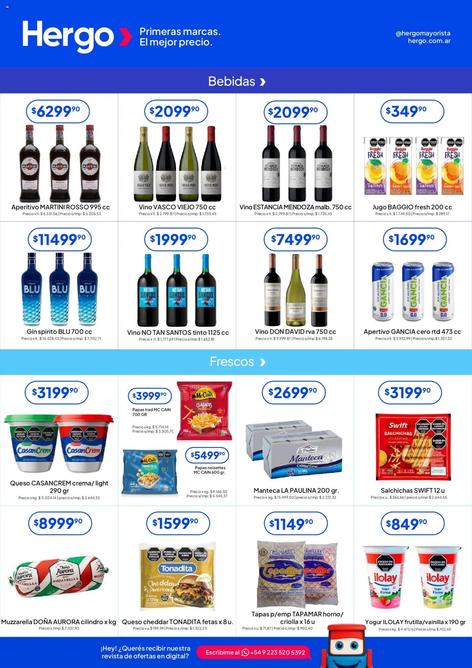 Hergo catálogo │ válido desde el 04.03.2026 | Página: 3 | Productos: Muzzarella, Gin, Jugo, Vino