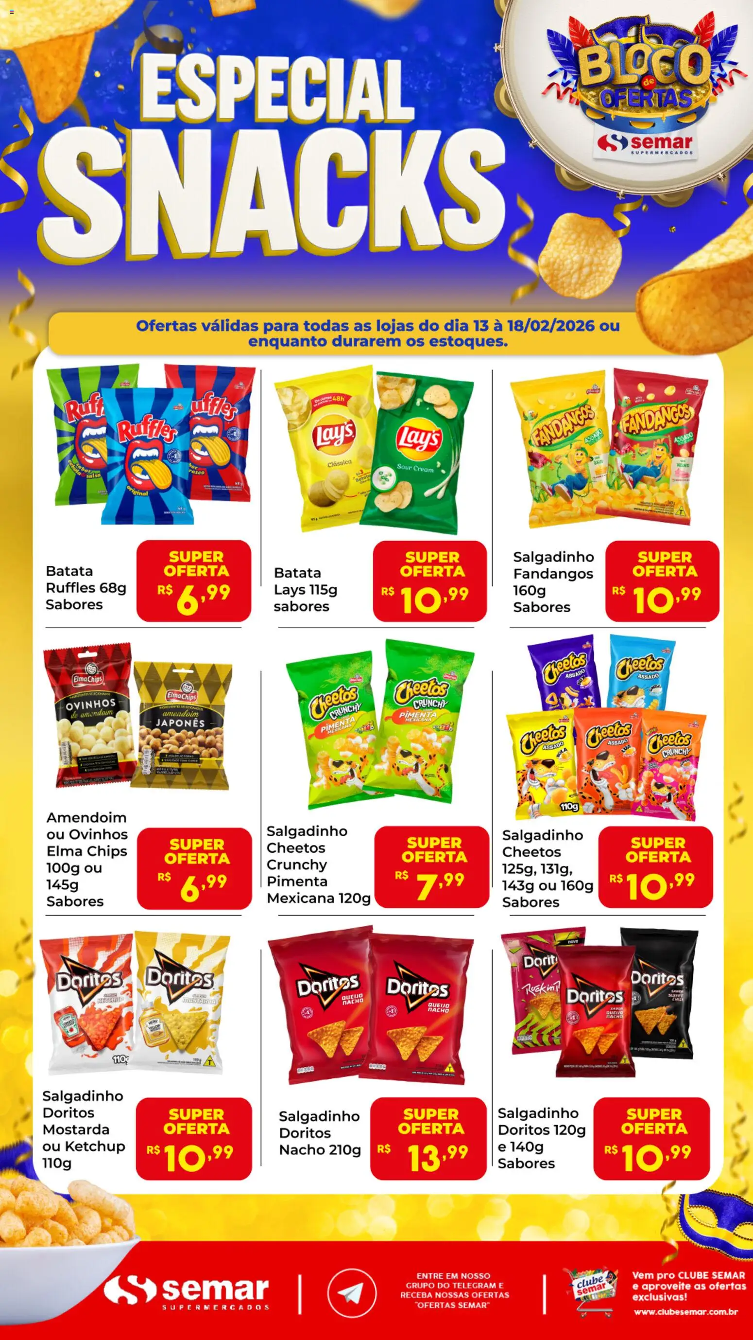 Semar Supermercado Folheto - válido de 13.02.2026 | Página: 1 | Produtos: Cebola, Pimenta, Elma Chips, Batata