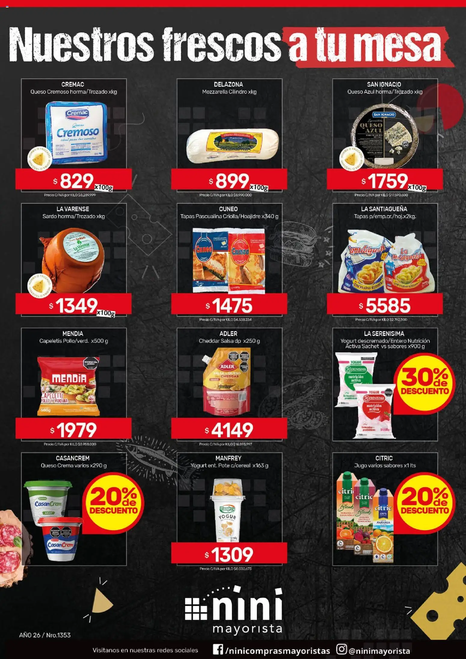 NINI Mayorista ofertas │ válido desde el 30.03.2026 | Página: 33 | Productos: Queso crema, Queso, Yogur, Crema